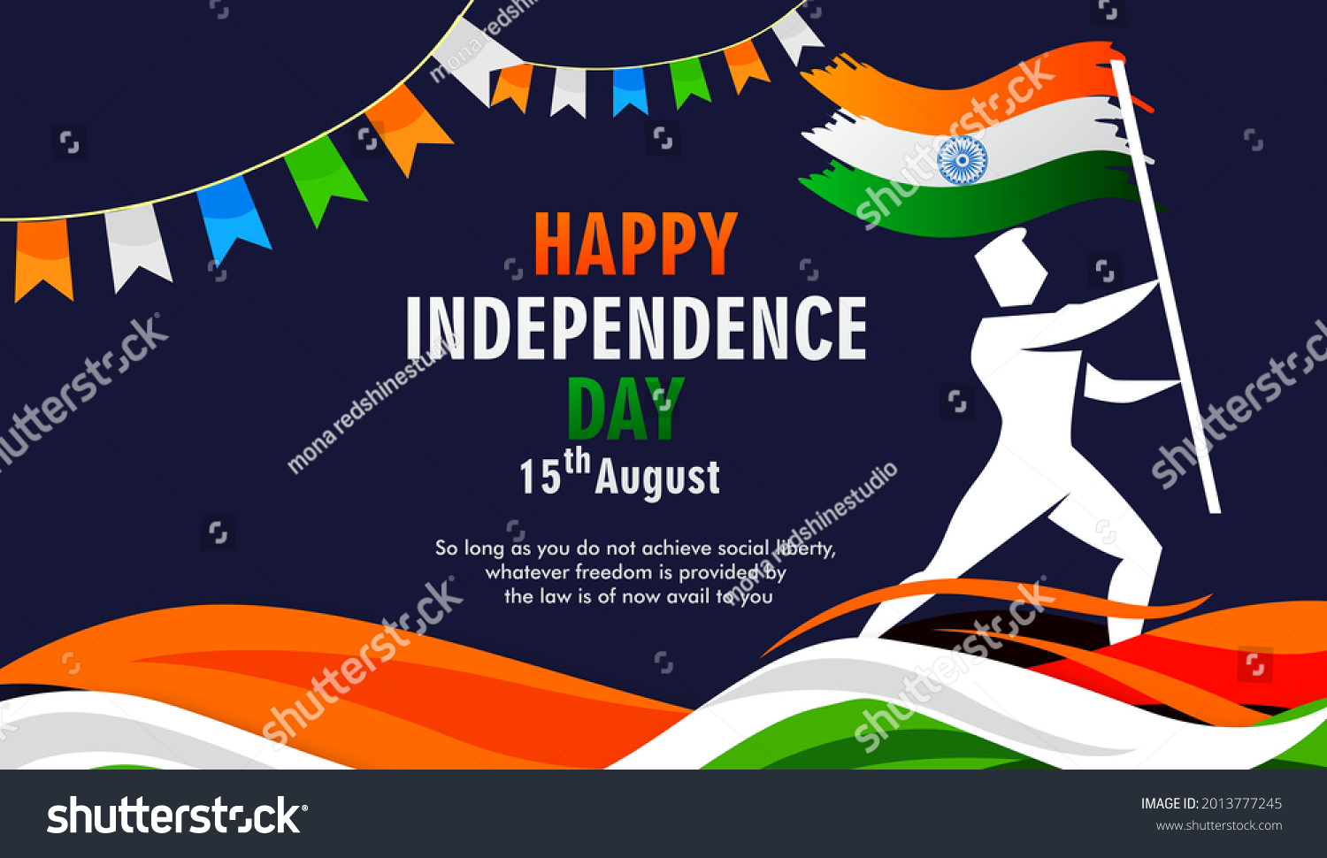 Vector Illustration 15th August India Happy Stock Vector (Royalty Free ...