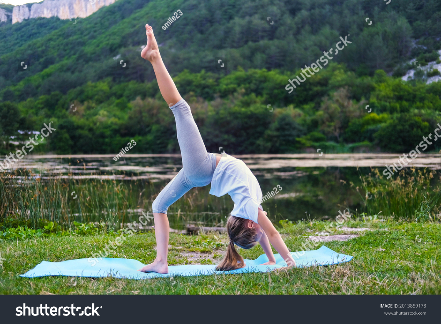 Child Stands Bridge Position Lifted His Stock Photo 2013859178 