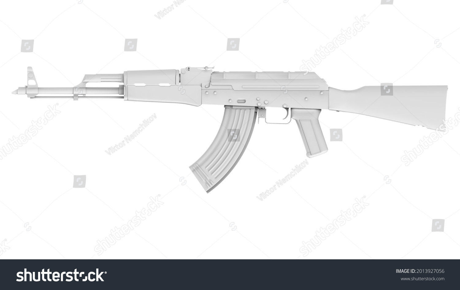 Grey Ak47 Assault Rifle Isolated On Stock Illustration 2013927056 