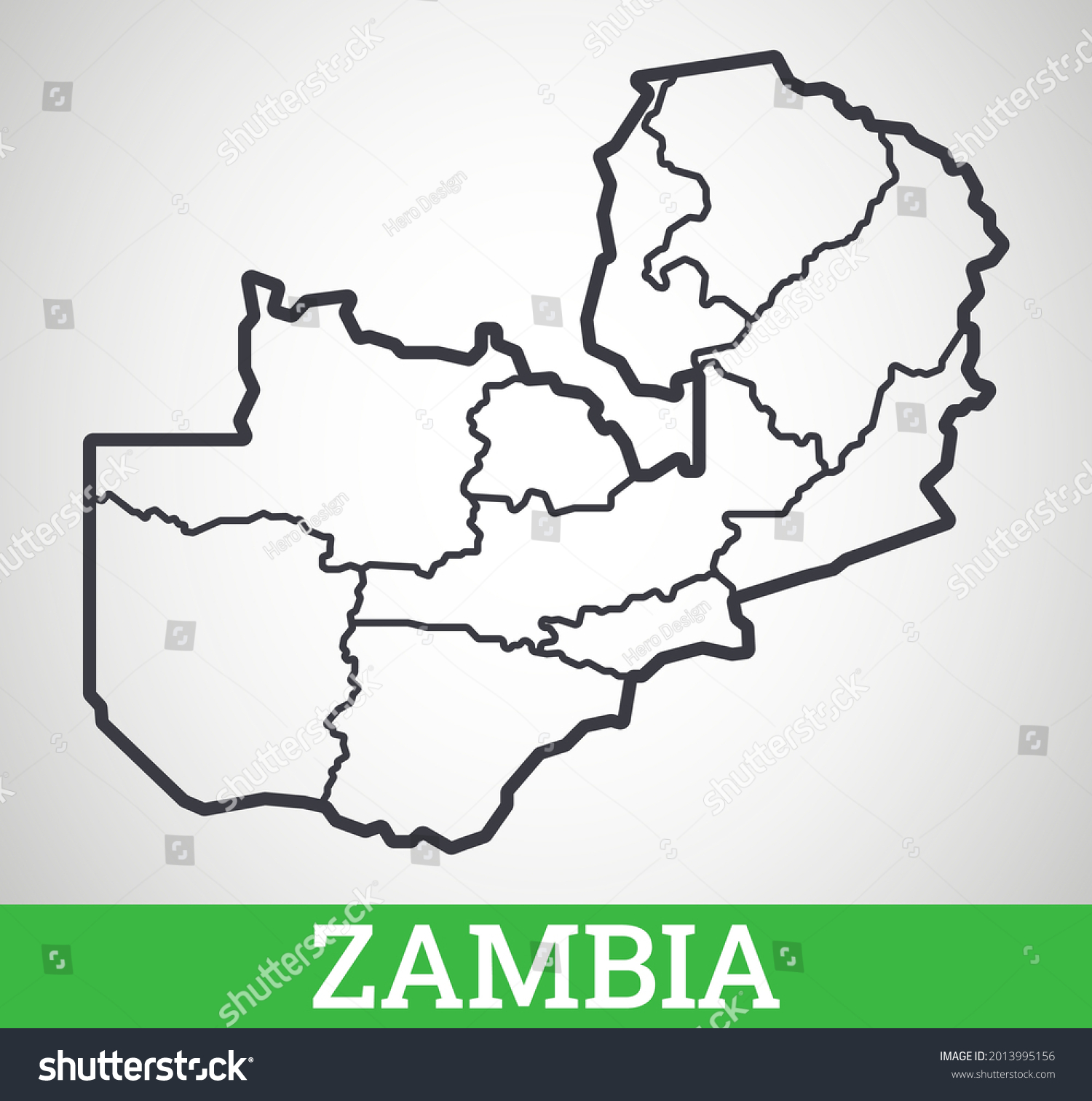 Simple Outline Map Zambia Vector Graphic Stock Vector (royalty Free 