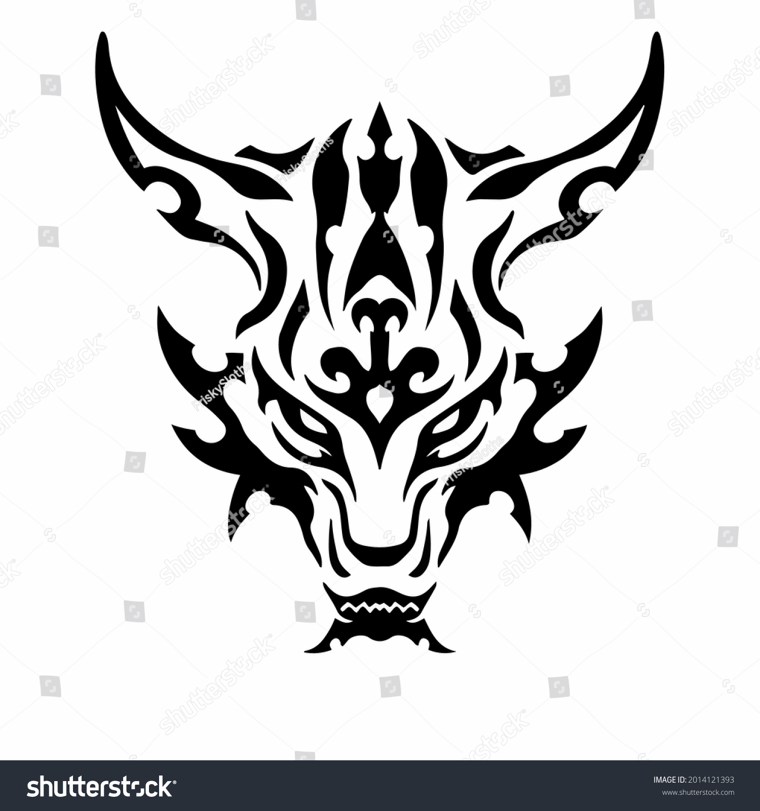 Tribal Dragon Head Logo Tattoo Design Stock Vector (Royalty Free ...