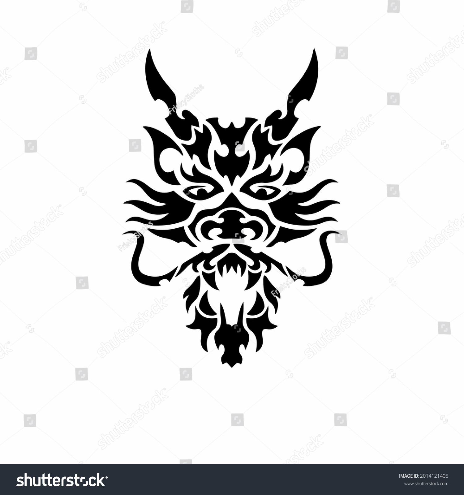 Tribal Dragon Head Logo Tattoo Design Stock Vector (Royalty Free ...