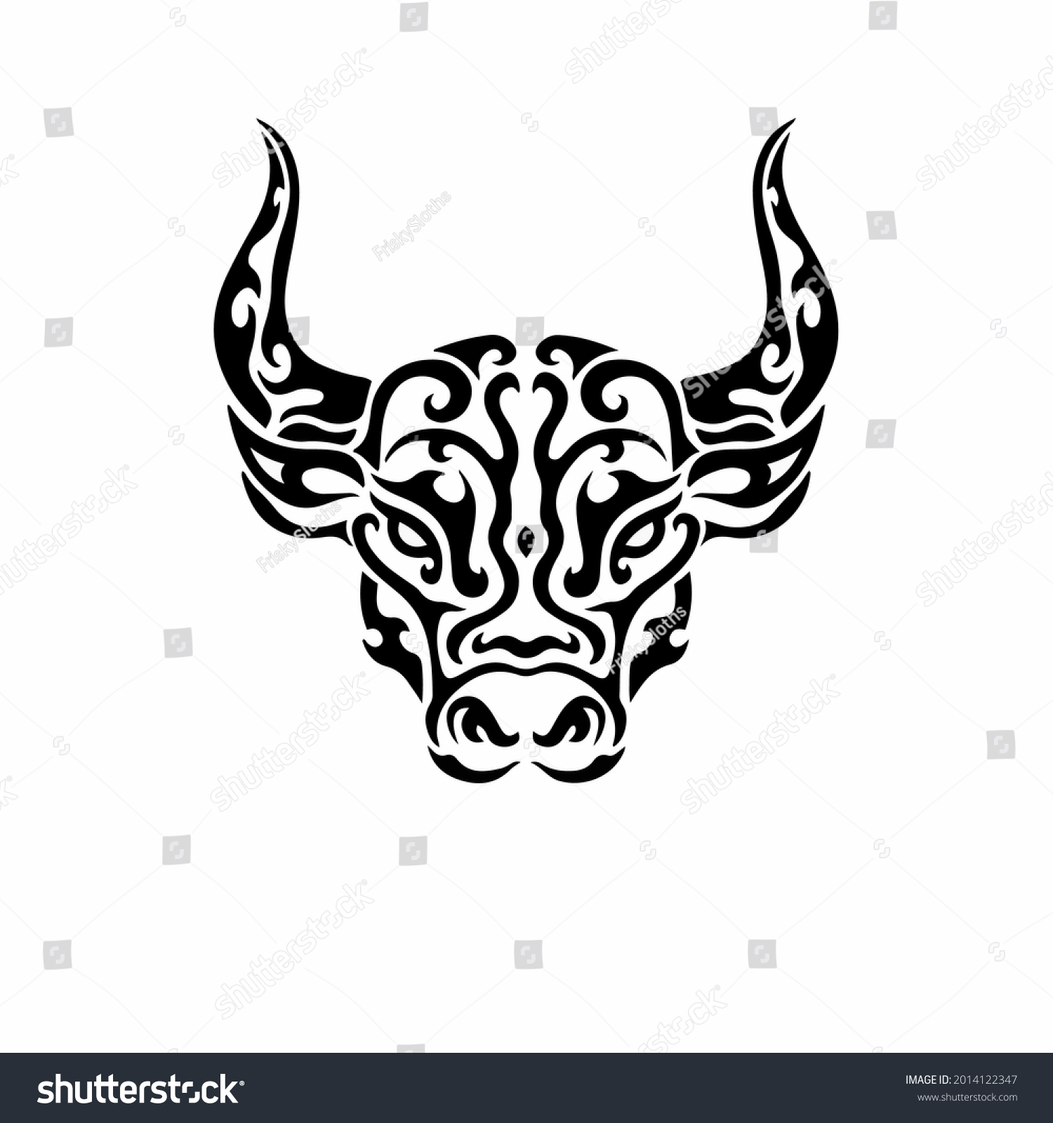 Tribal Bull Head Logo Tattoo Design Stock Vector (Royalty Free ...