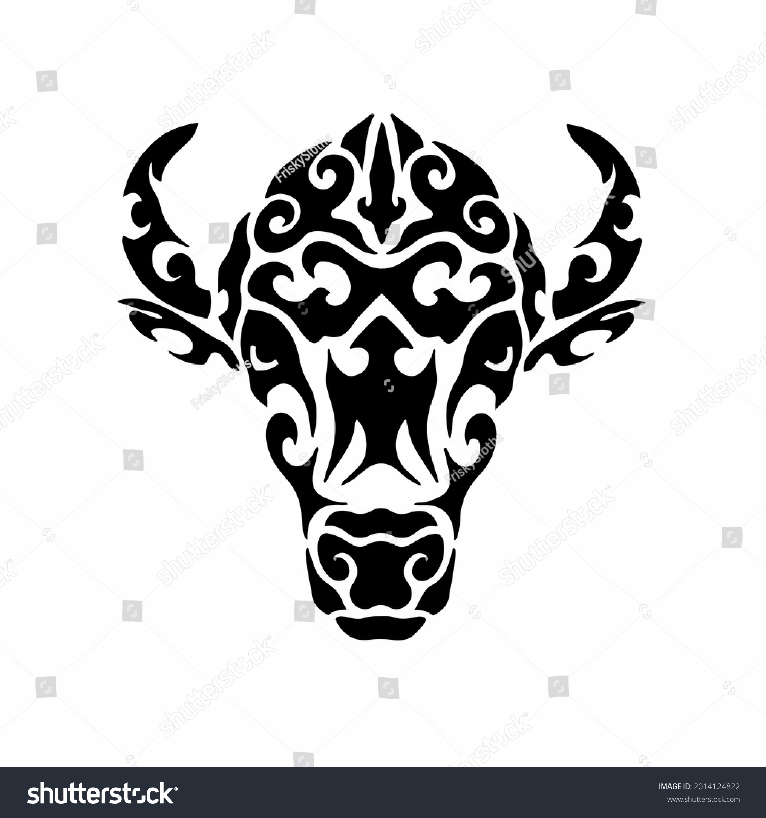 Tribal Bison Head Logo Tattoo Design Stock Vector (Royalty Free ...