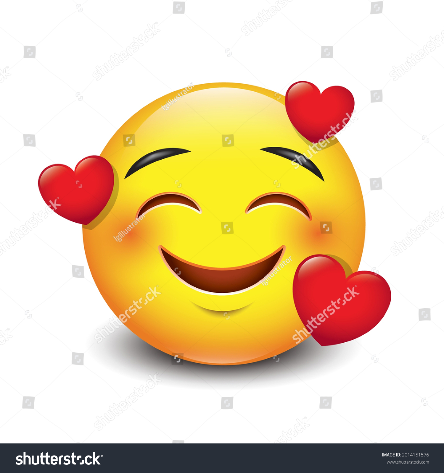 Happy Smiling Emoticon Emoji Love Hearts Stock Vector (Royalty Free ...