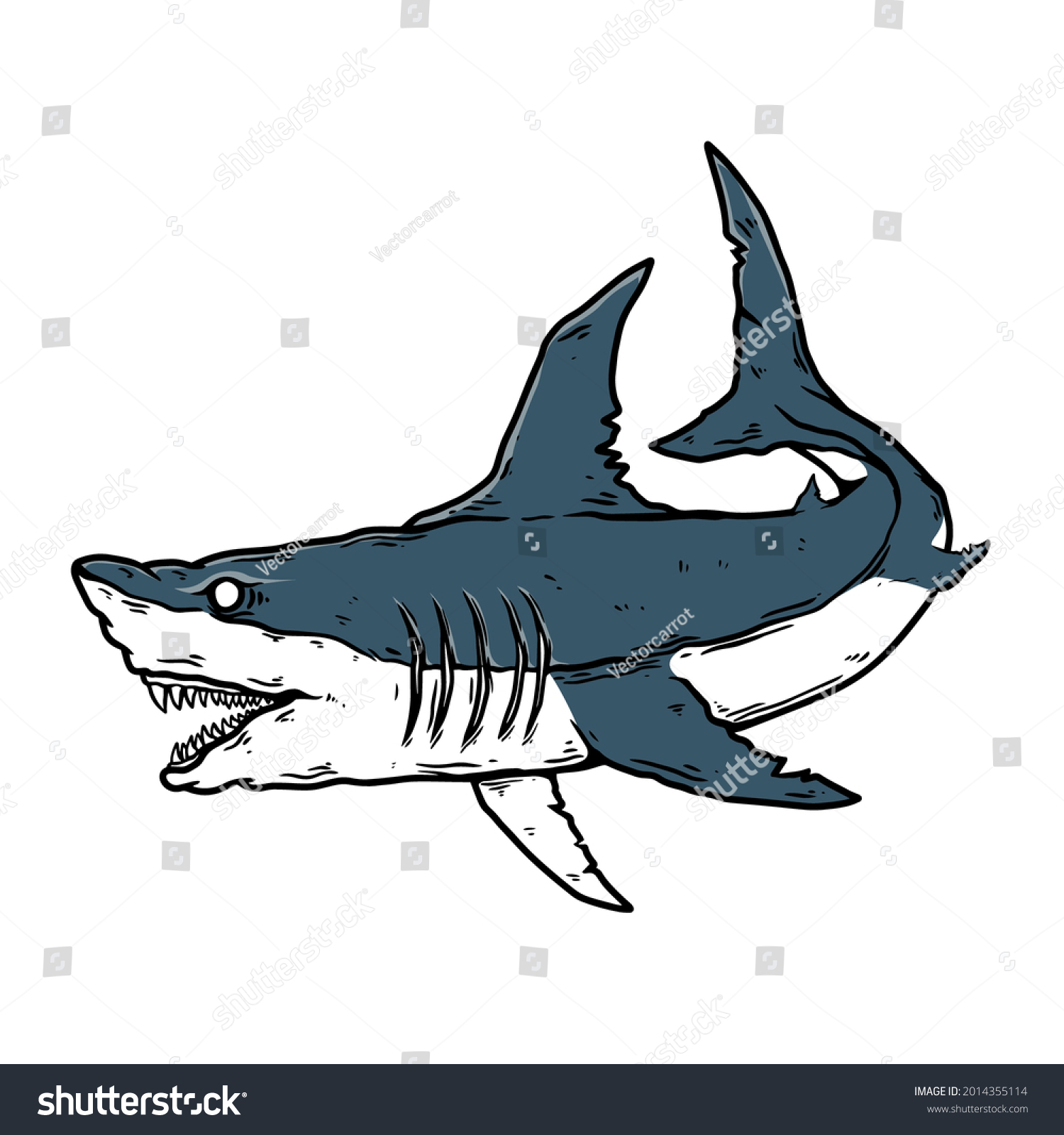 Illustration Angry Shark Design Element Poster Stock Vector (Royalty ...