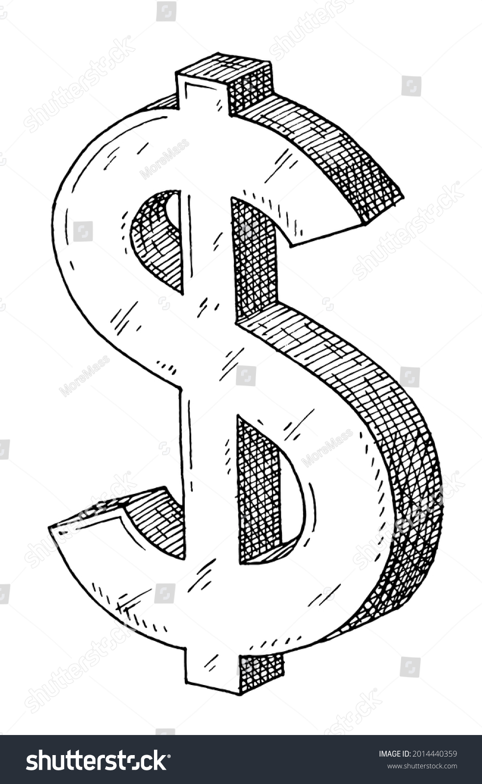 Dollar Sign Vintage Vector Hatching Monochrome Stock Vector (Royalty ...