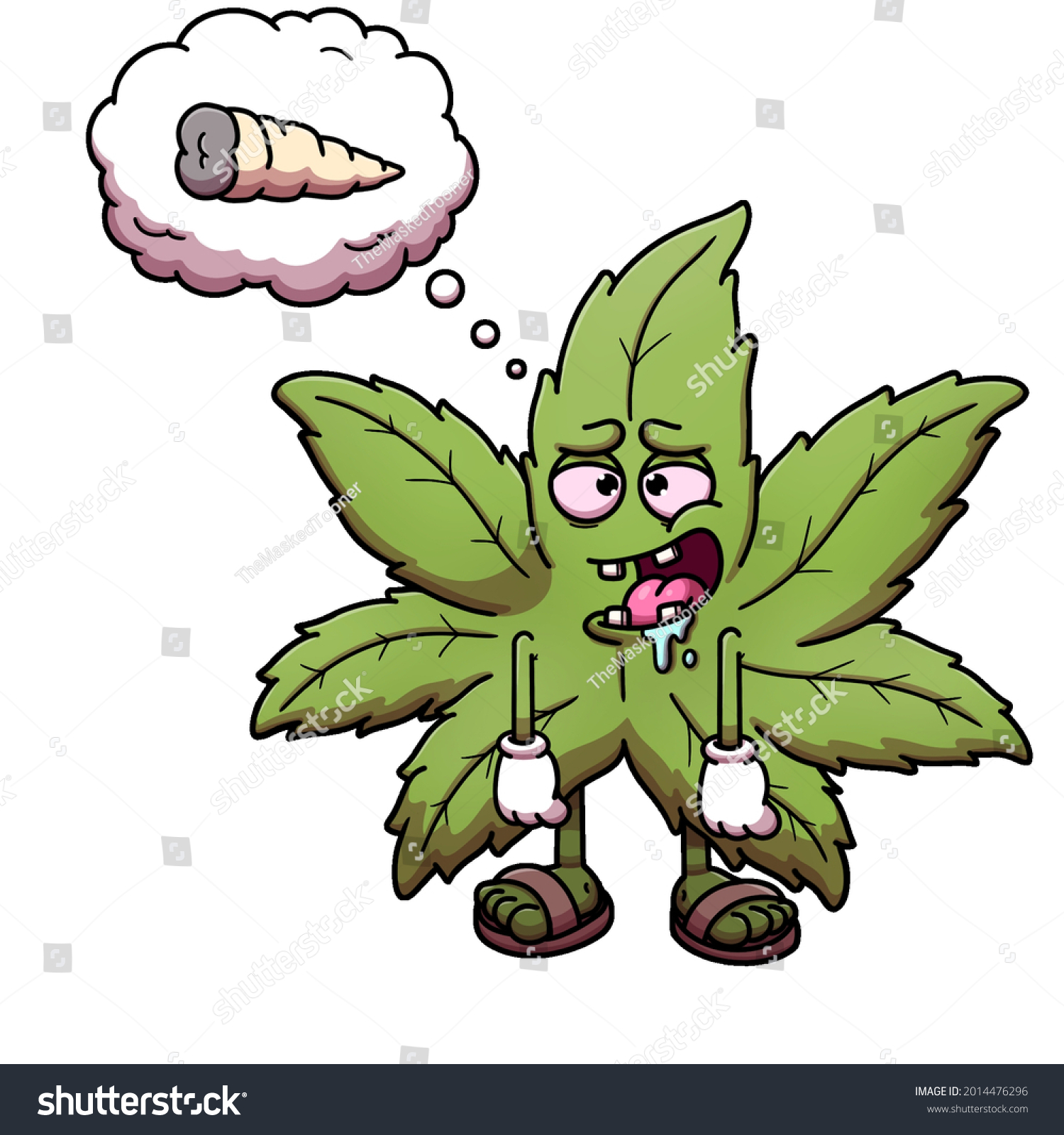 Cannabis Plant Character Drooling Cartoon Stock Vector (Royalty Free ...