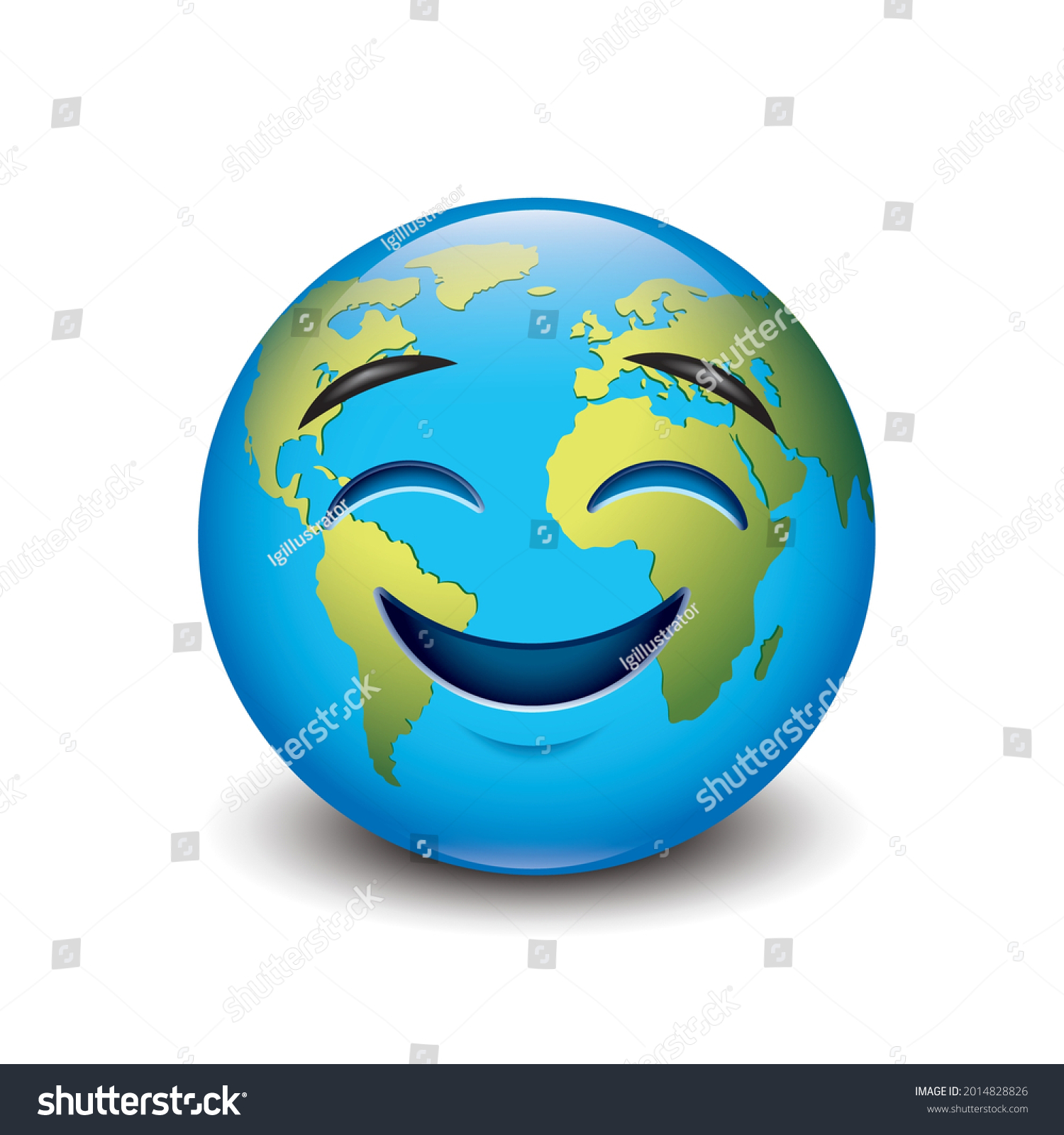 Earth Emoji Laugh Happy Emoticon Isolated Stock Vector (royalty Free 