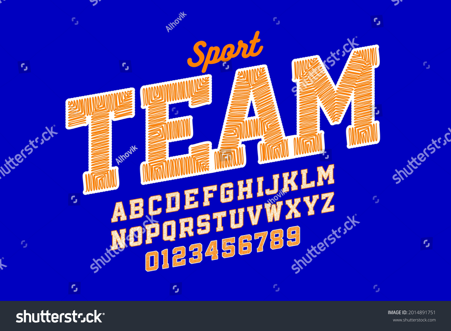 Sport Style Embroidered Font Alphabet Letters Stock Vector (Royalty ...