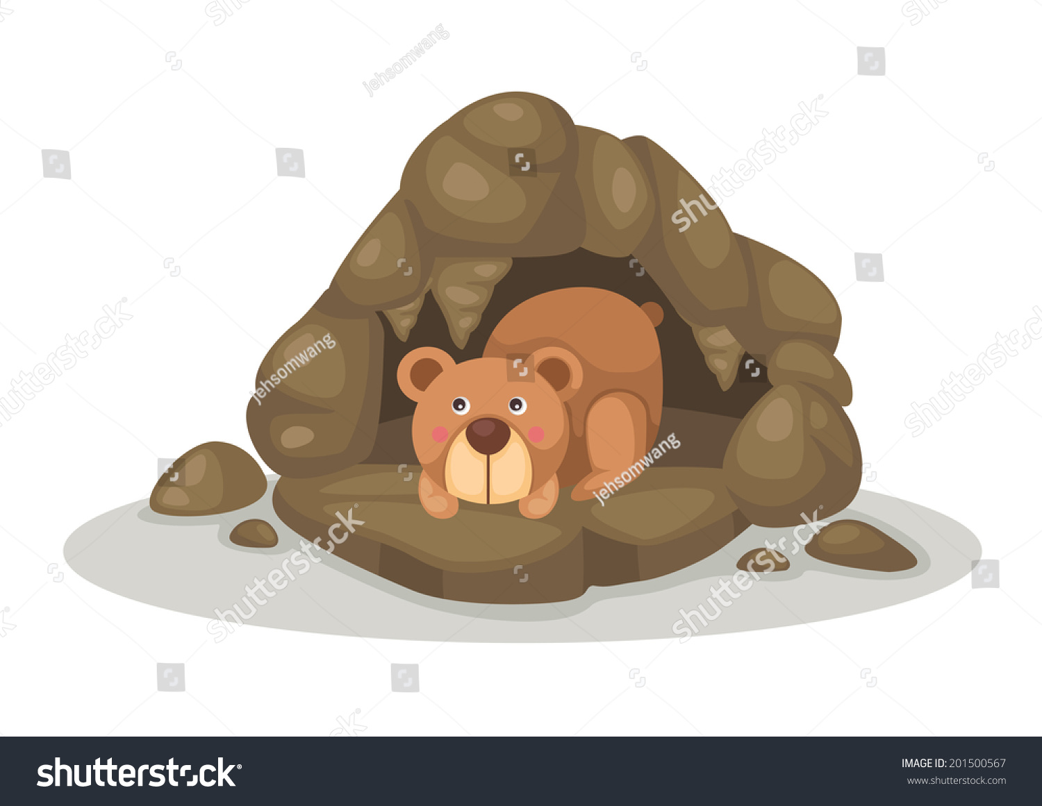 Illustration Bear Sleeping Cave Vector Stock Vector (Royalty Free