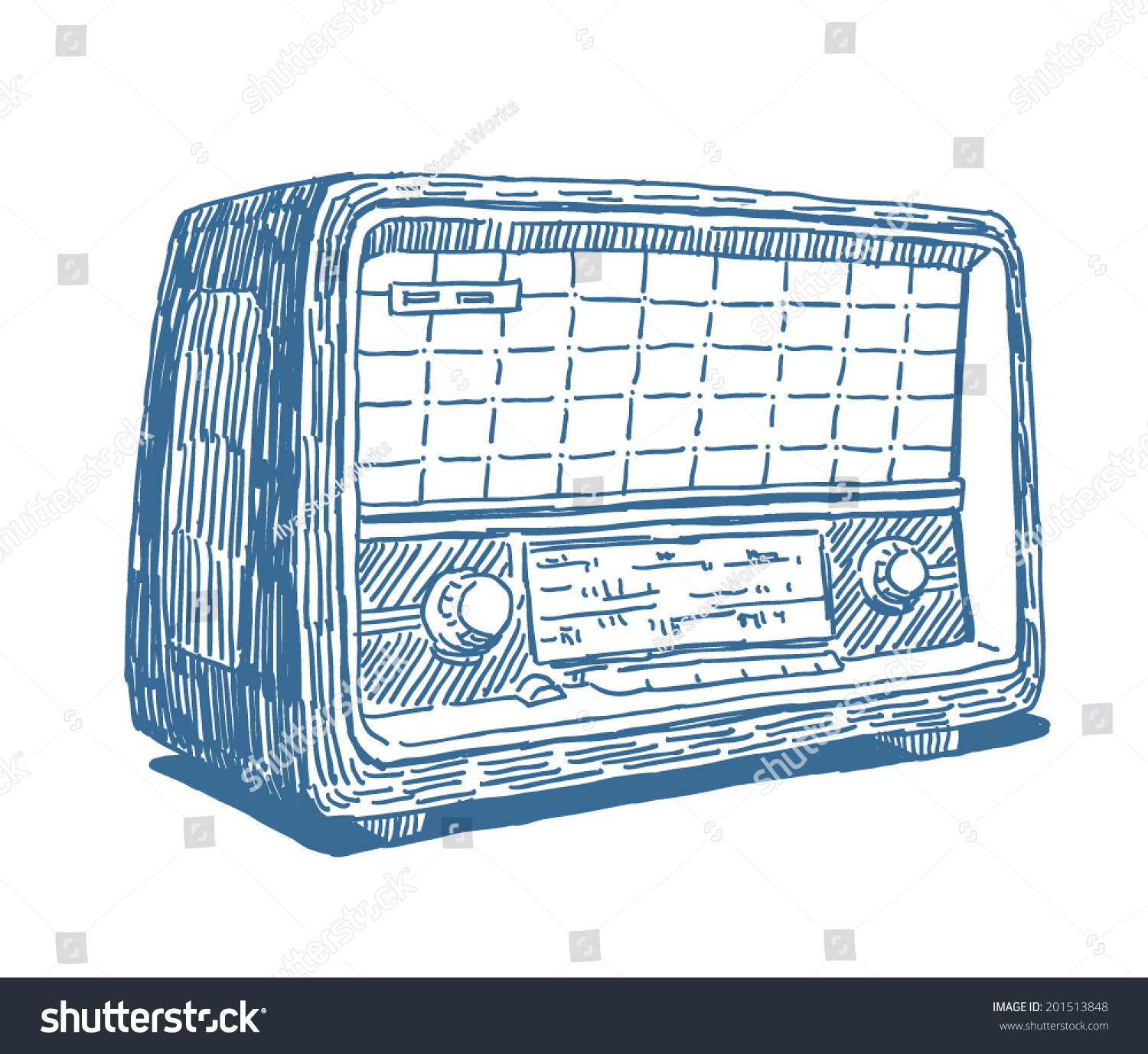 Old Vintage Radio Sketch Drawing Isolated Stock Vector (Royalty Free ...