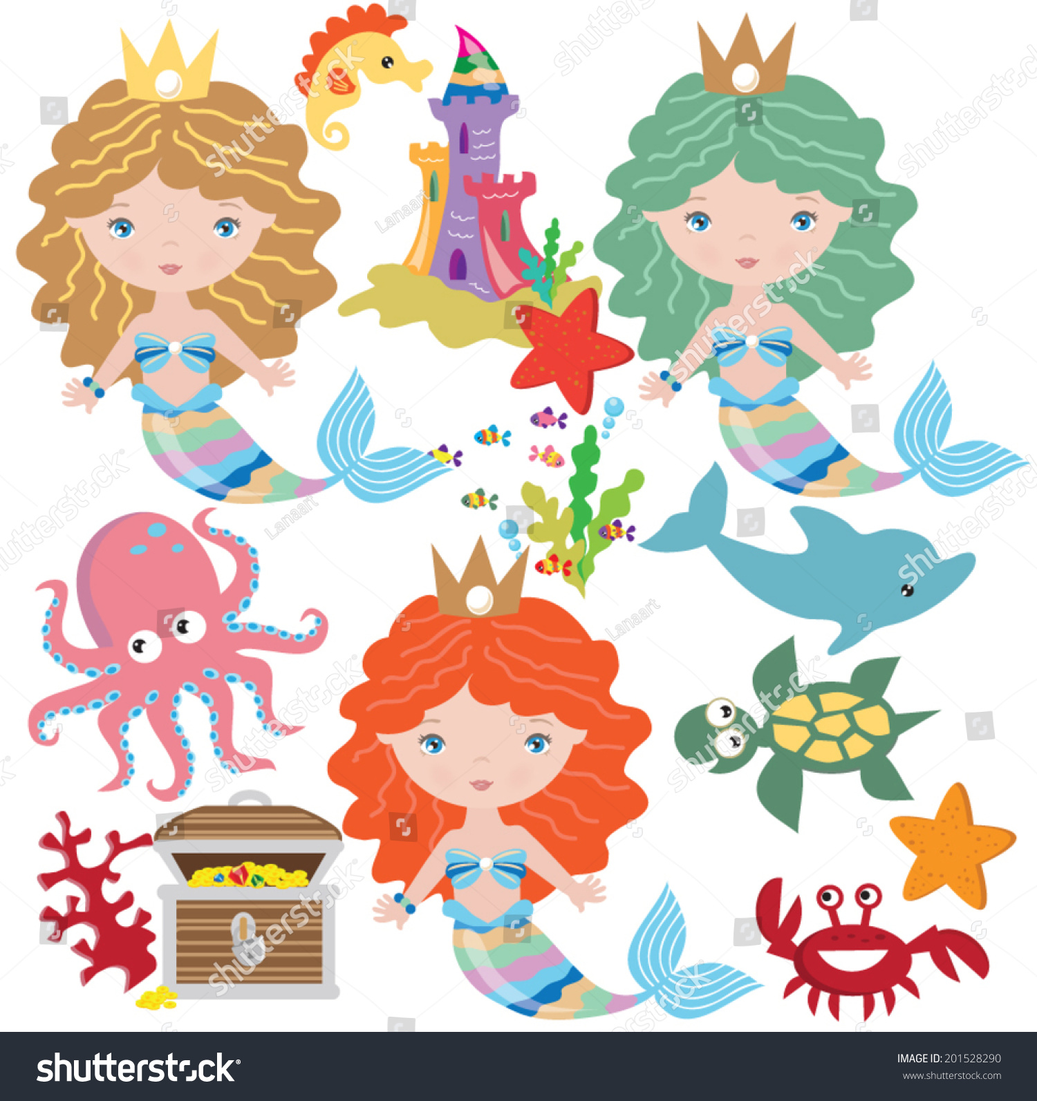 Mermaids Vector Illustration Stock Vector (Royalty Free) 201528290 ...