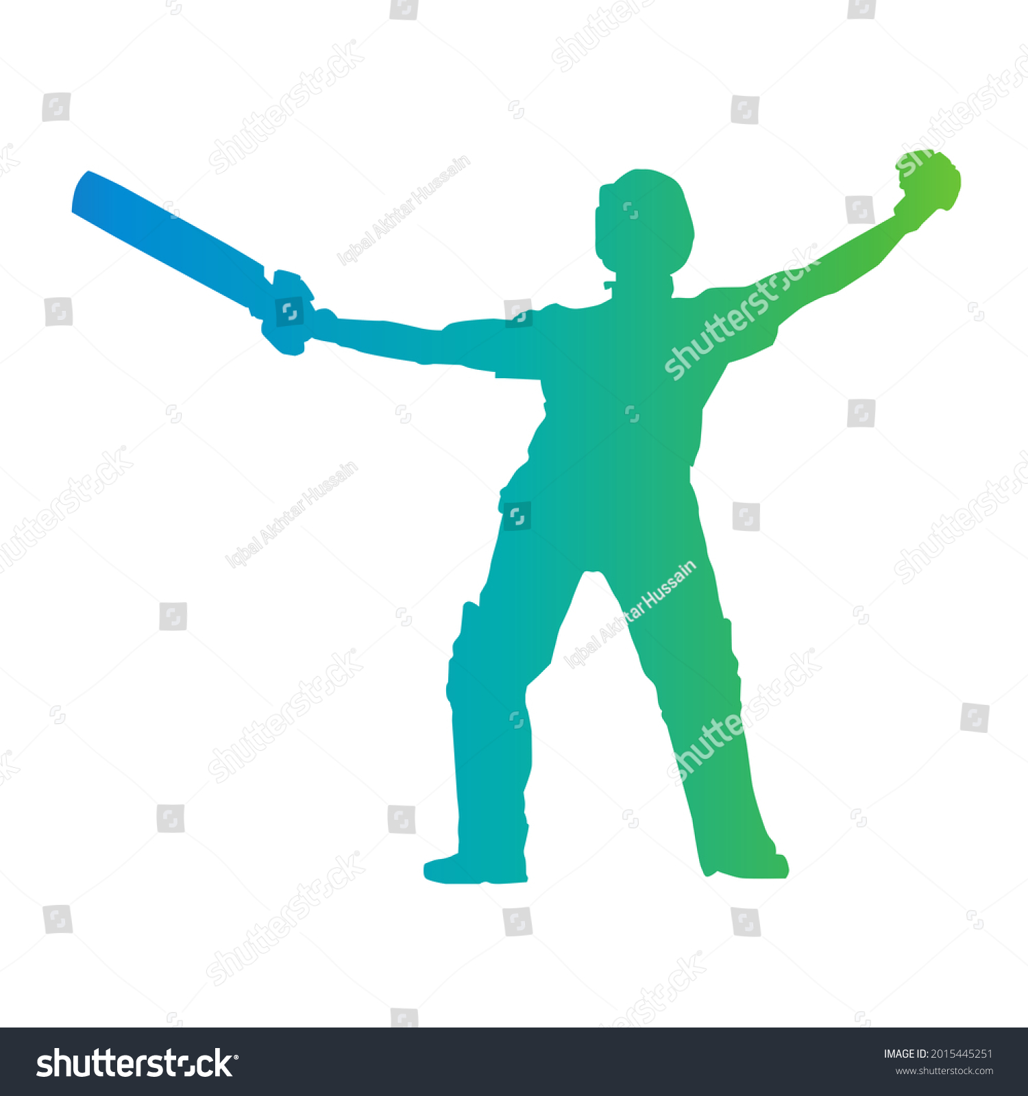 Cricket Player Batsman Silhouette Shadow On Stock Illustration ...