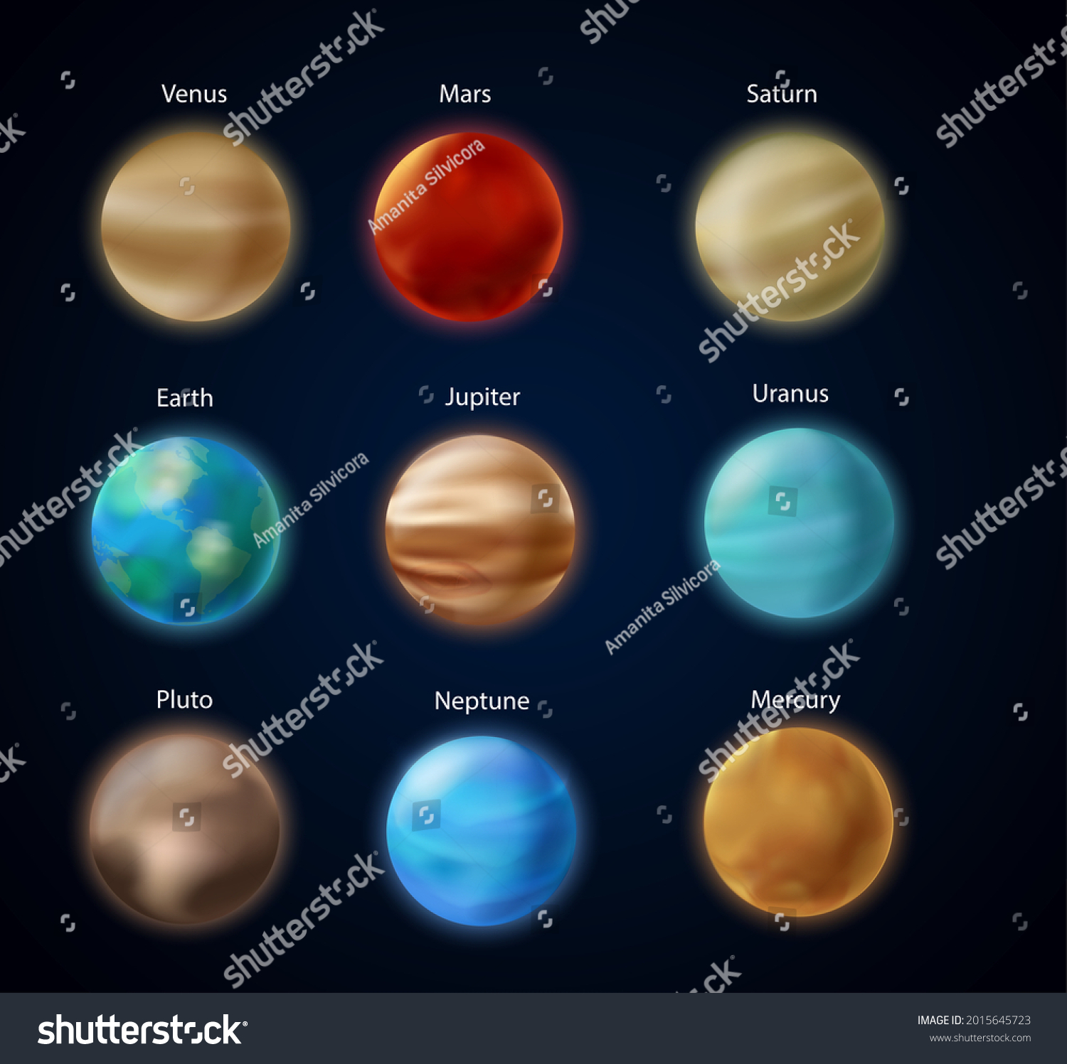 Solar System Planets 3d Earth Mars Stock Vector (Royalty Free ...