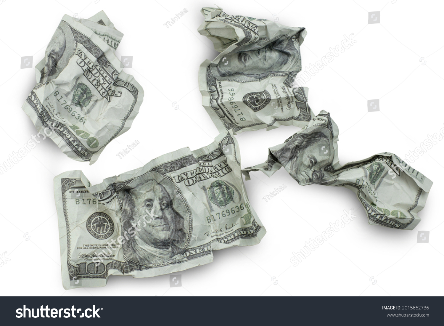 Money Crushed One Hundred Dollar Bills Stock Photo 2015662736 ...