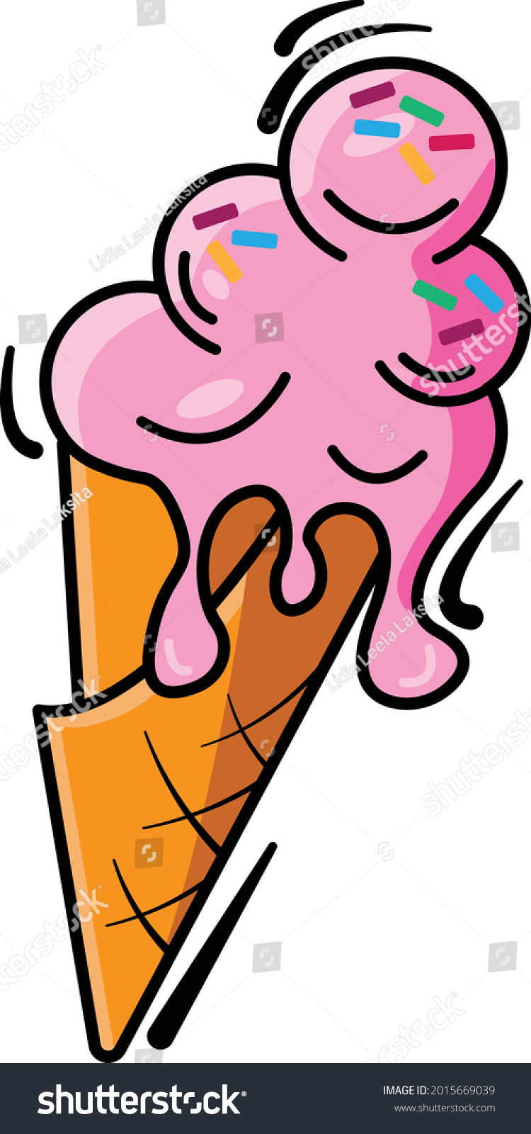 Vector Graphic Illustration Strawberry Ice Cream Stock Vector Royalty