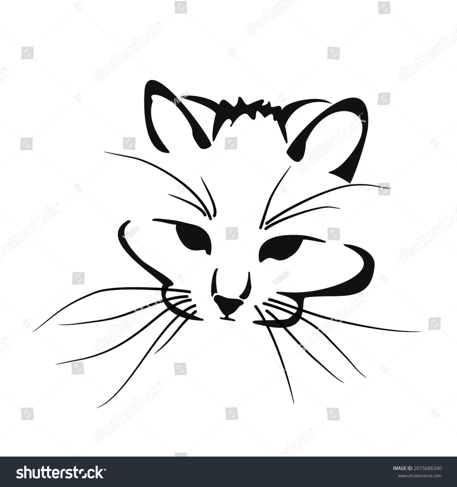 Vector Drawing Stylized Cat Long Hair Stock Vector (Royalty Free ...