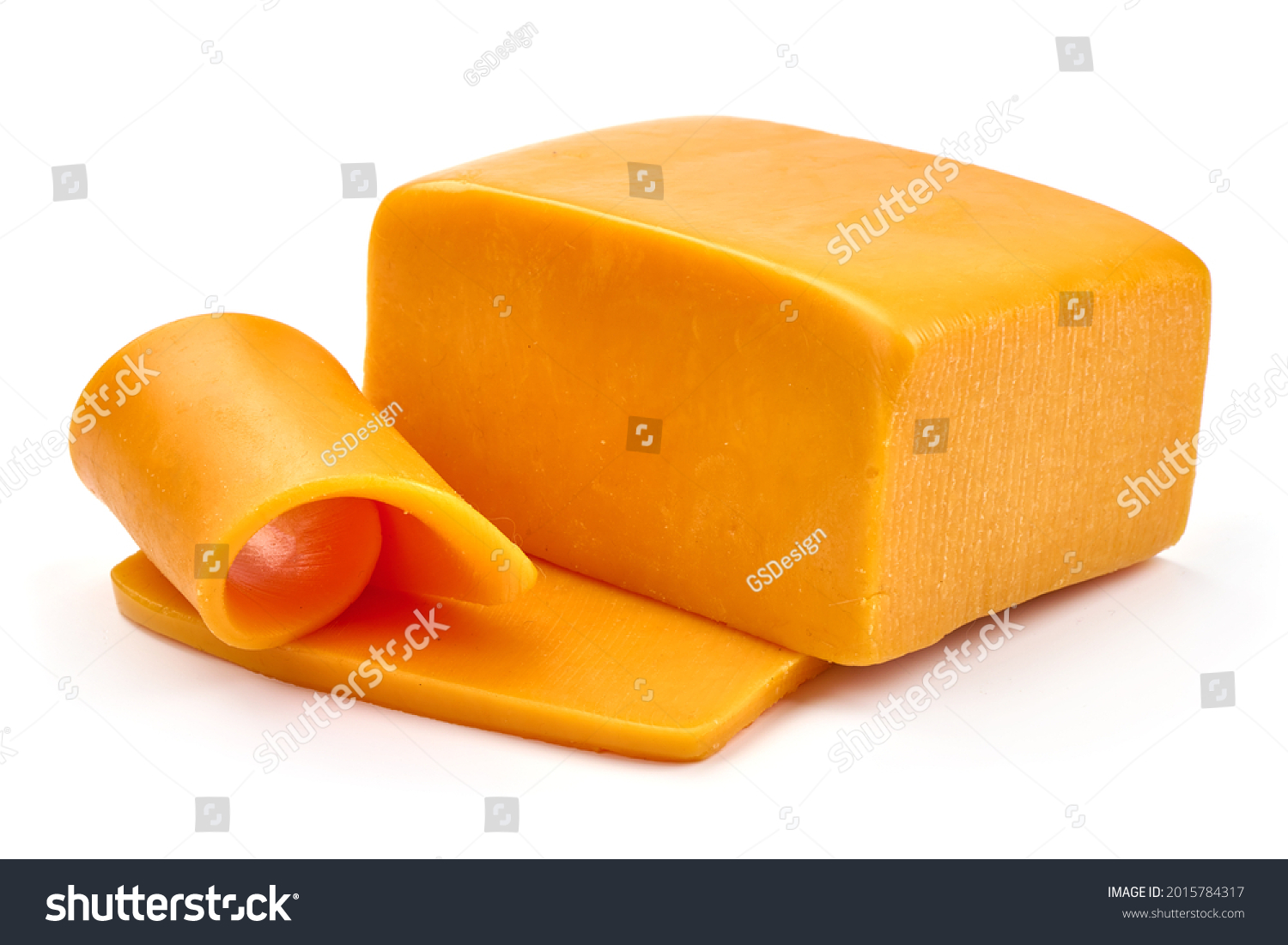 Cheddar Cheese Isolated On White Background Stock Photo 2015784317 ...