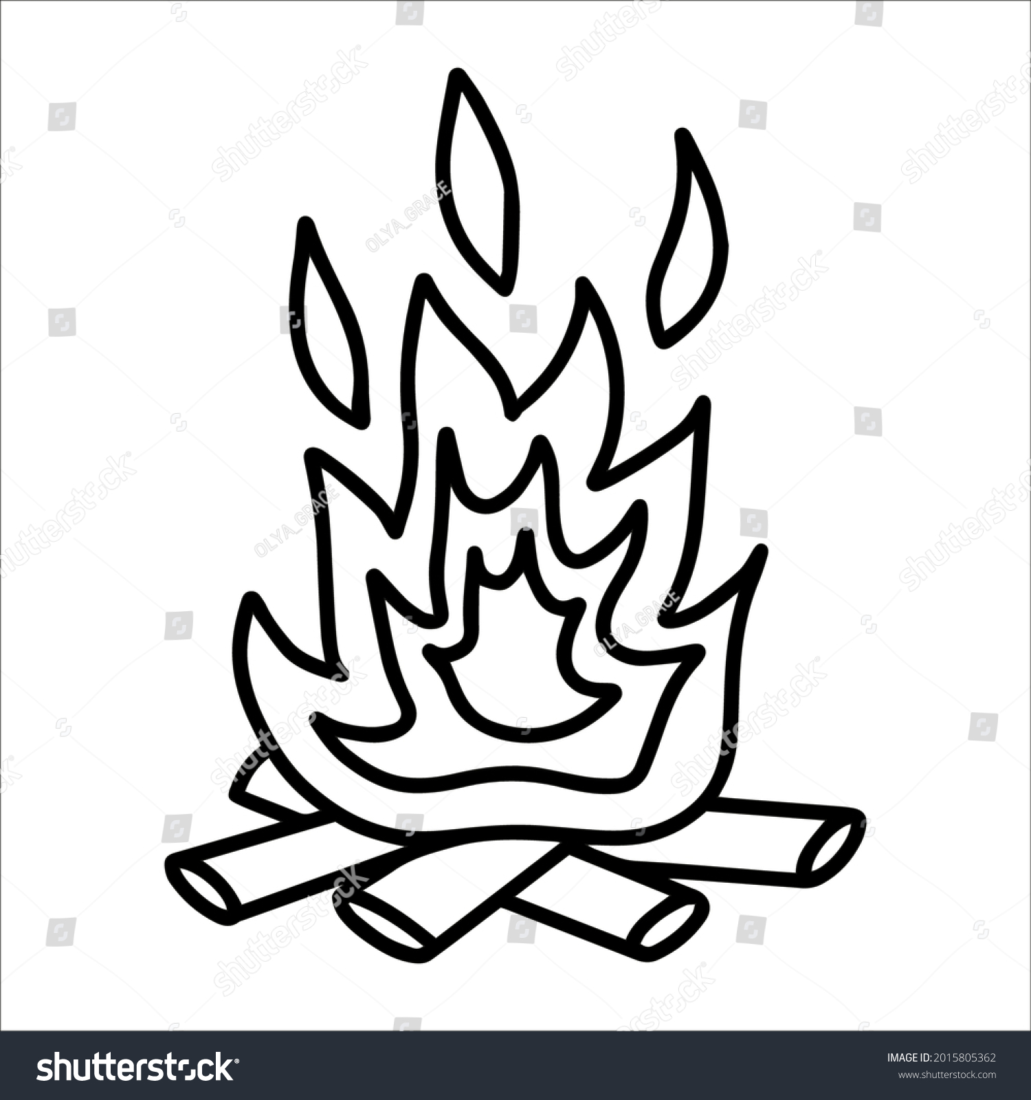 Hand Drawn Vector Campfire Clipart Bonfire Stock Vector (Royalty Free ...