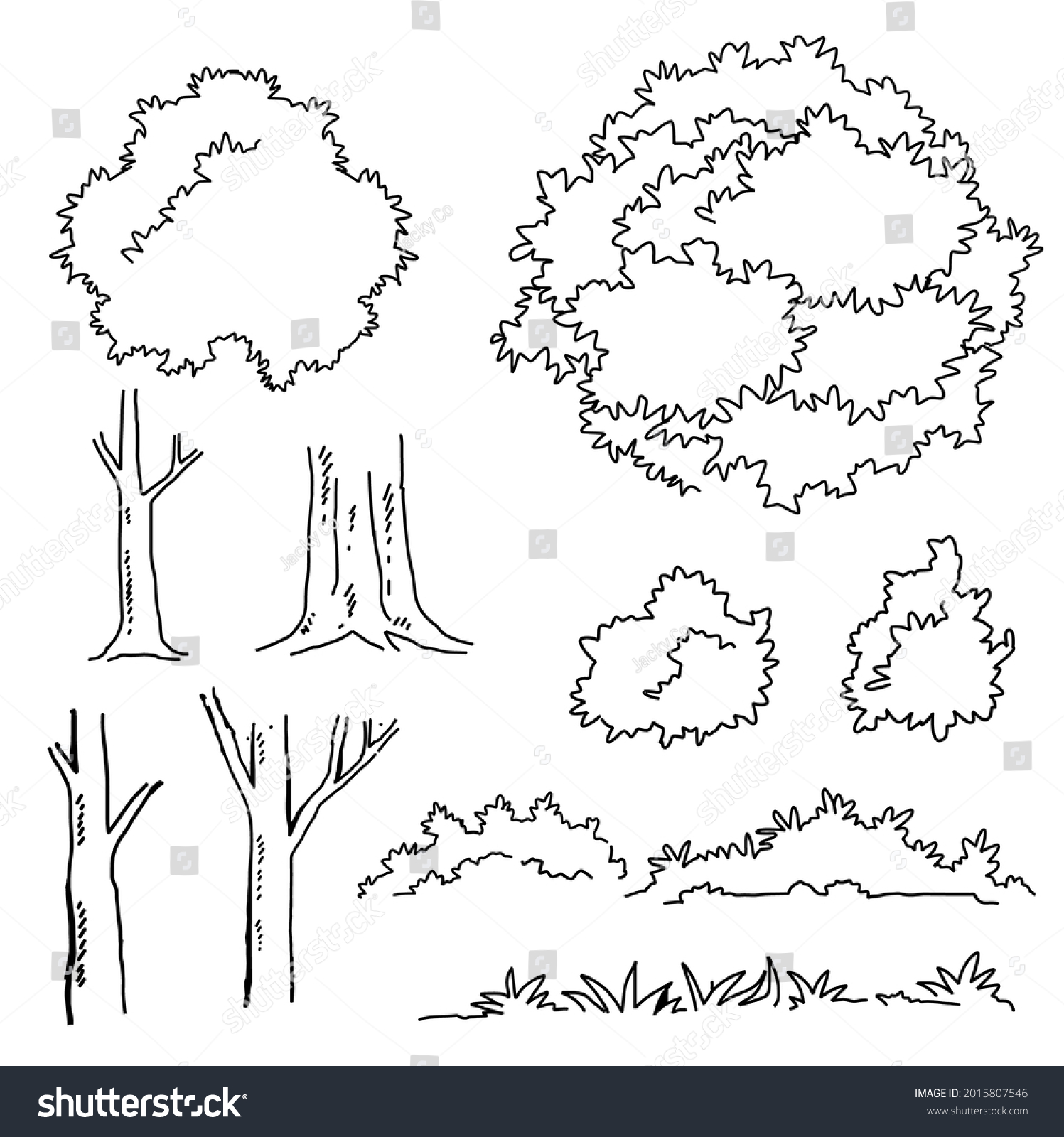 Line Drawing Tree White Background Vector Stock Vector (Royalty Free ...