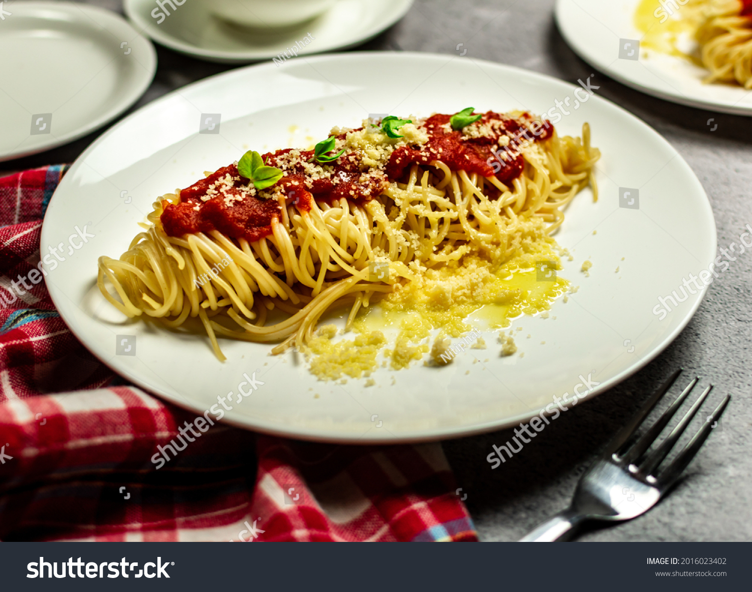 Classic Spaghetti Al Pomodoro Beautiful Summer Stock Photo 2016023402 ...