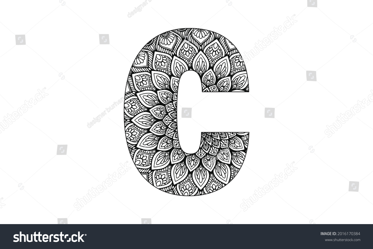 Letter C Dudling Drawing Mandala Alphabet Stock Vector (royalty Free 