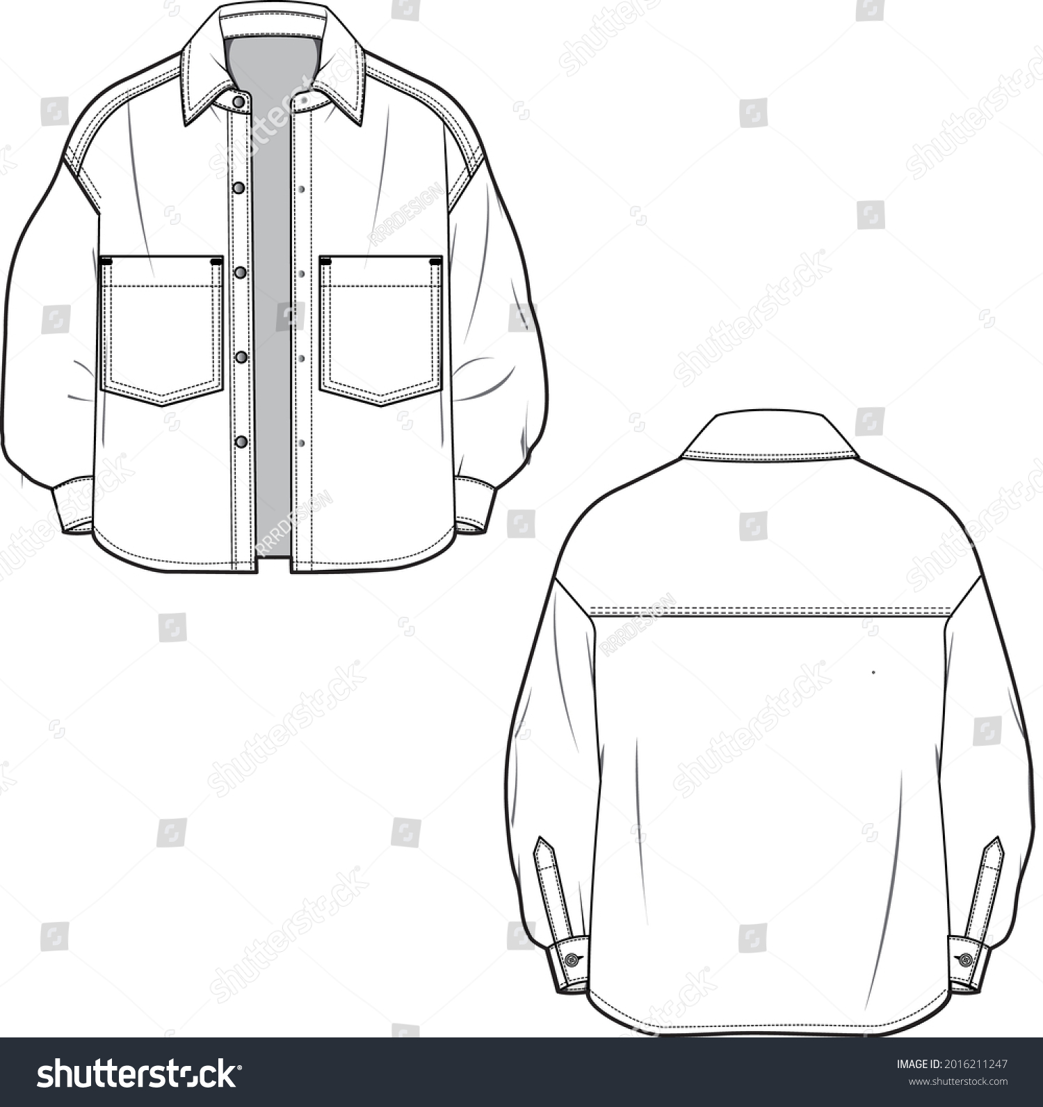 Aw22 New Season Cropped Overshirt Stock Vector (Royalty Free ...