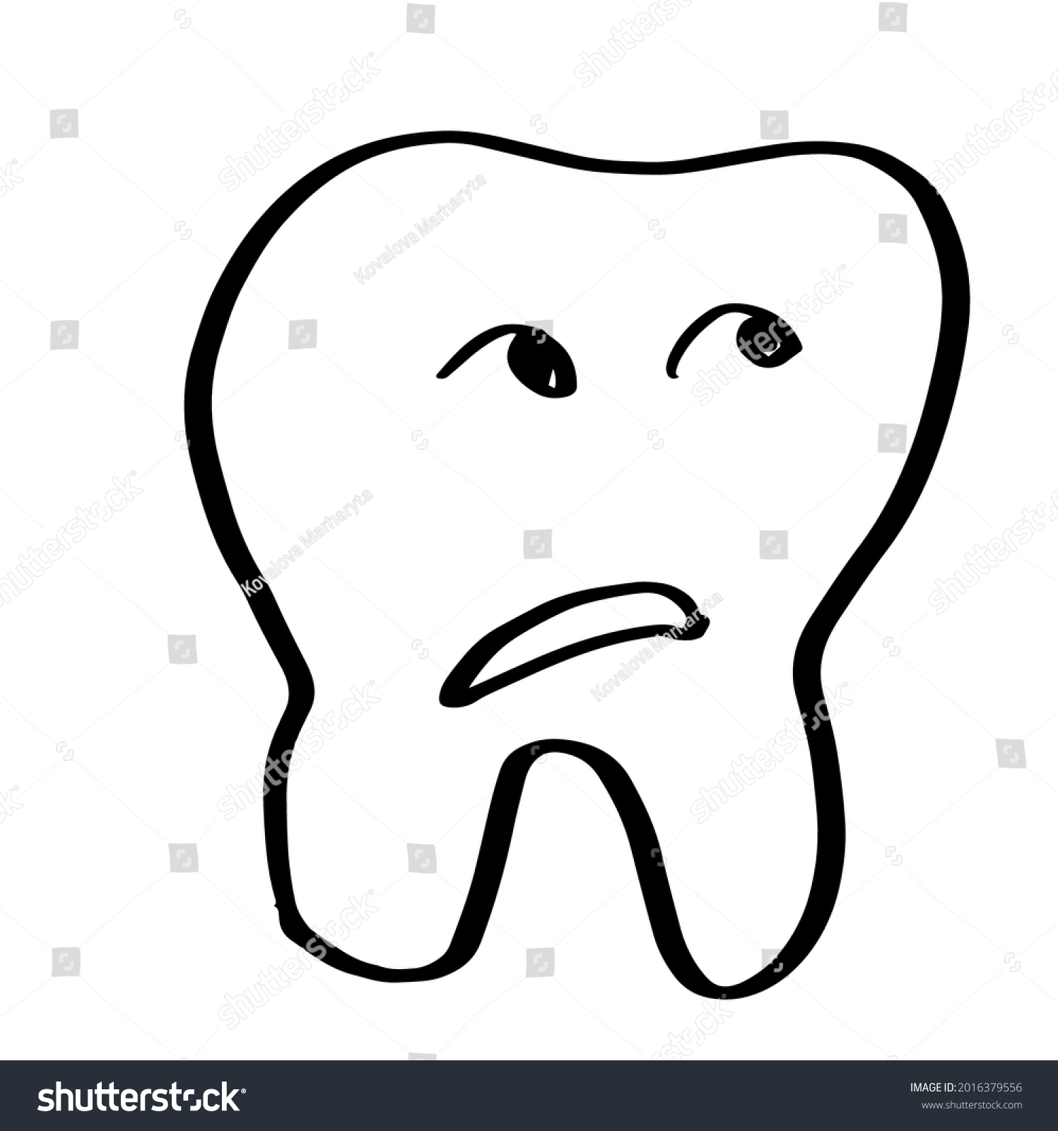 Sad Tooth Dentistry Doodle Vector Illustration Stock Vector (royalty 