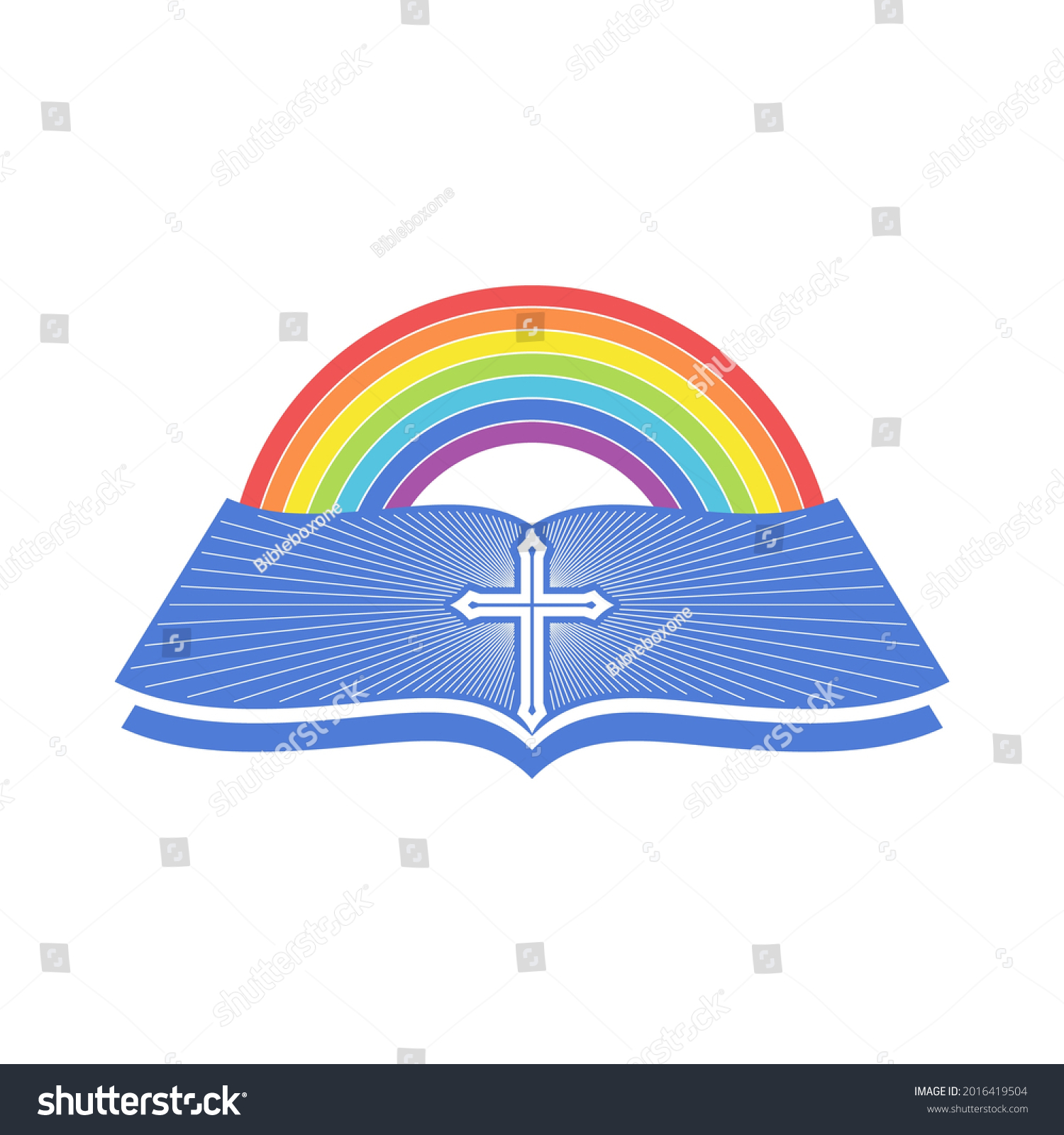 Biblical Illustration Open Bible Rainbow Covenant Stock Vector (Royalty ...