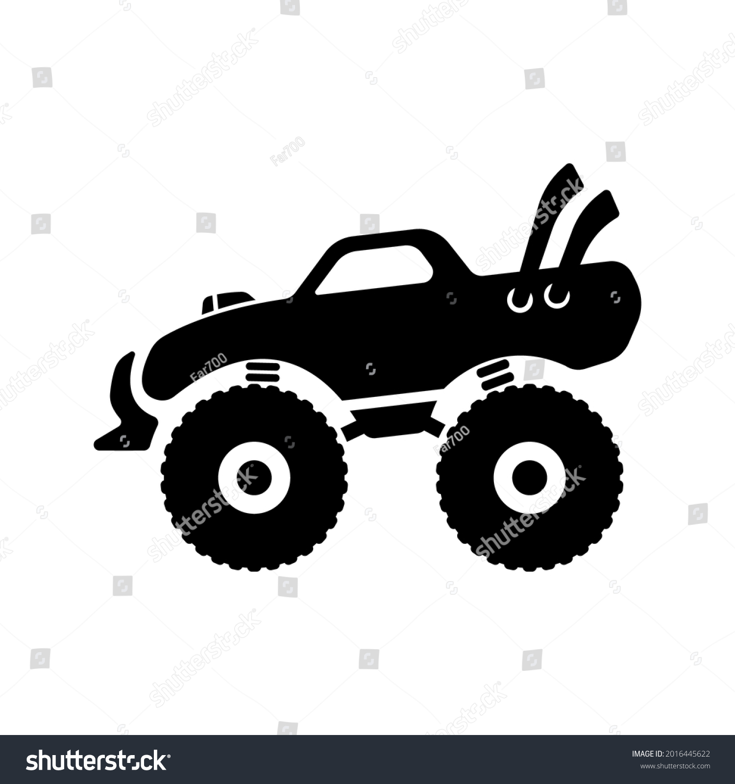 Monster Truck Icon Bigfoot Black Silhouette Stock Vector (Royalty Free ...