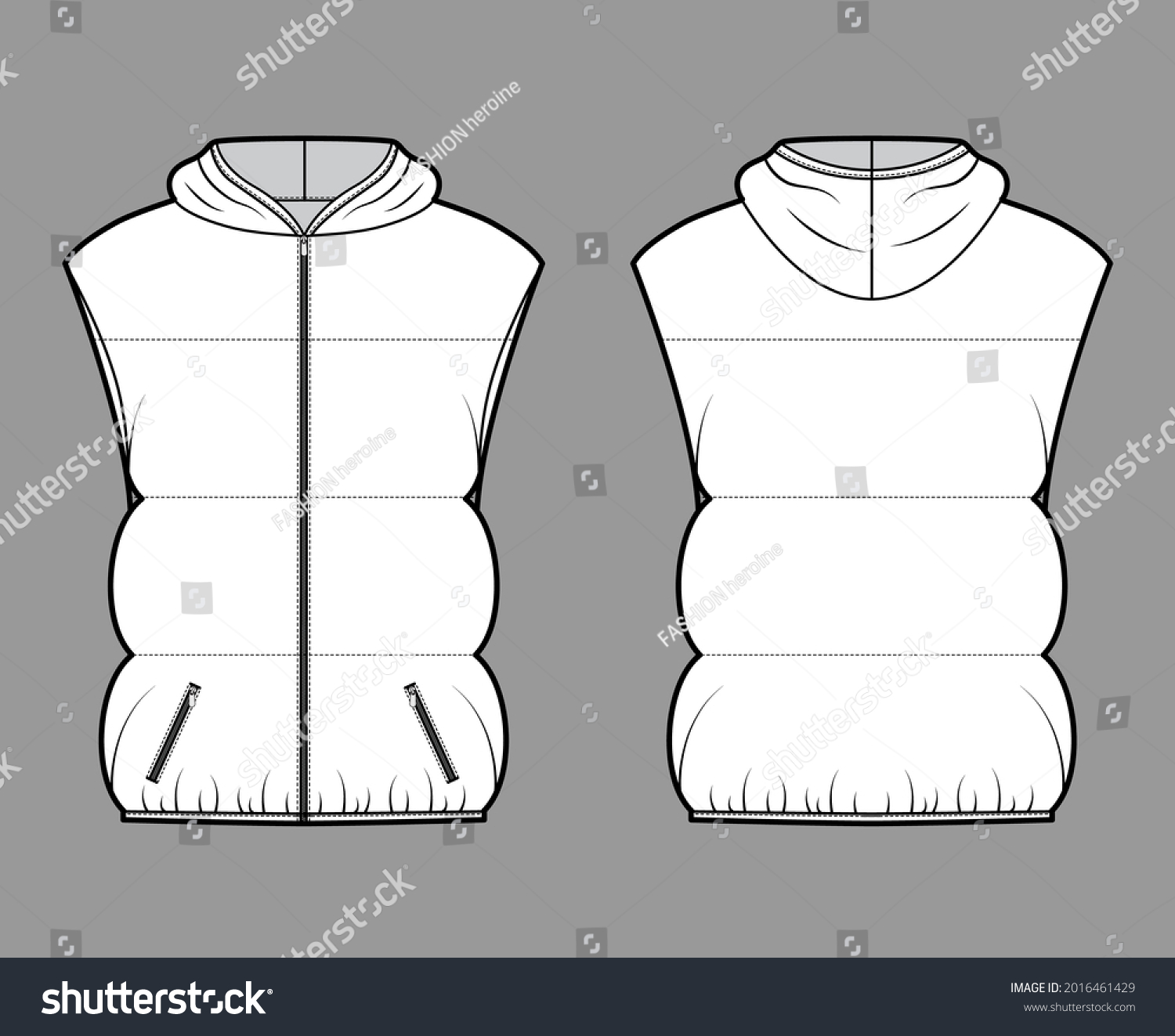 Down Vest Puffer Waistcoat Technical Fashion Stock Vector (Royalty Free ...