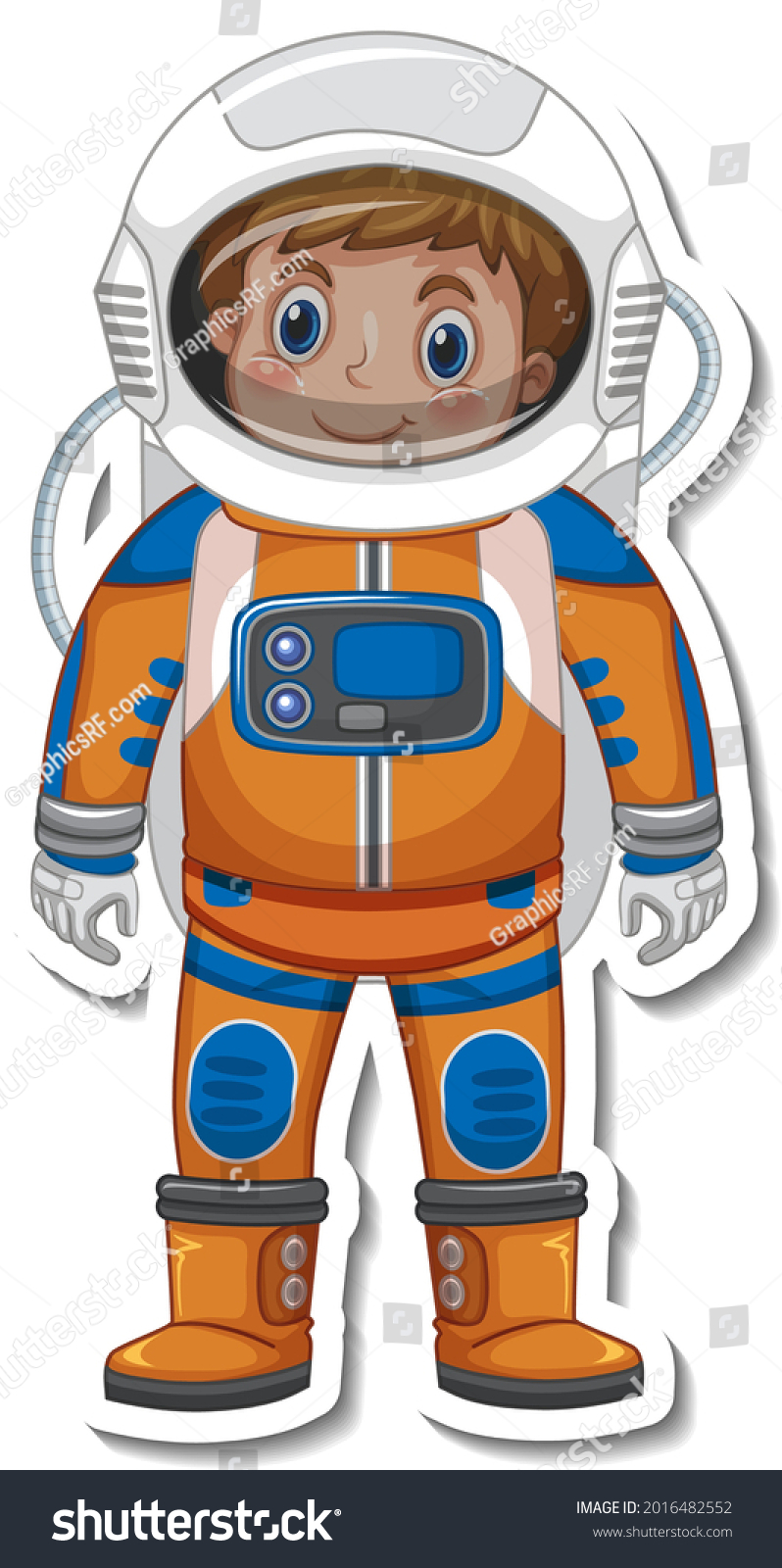 Astronaut Spaceman Cartoon Character Sticker Style Stock Vector Royalty Free 2016482552 4087