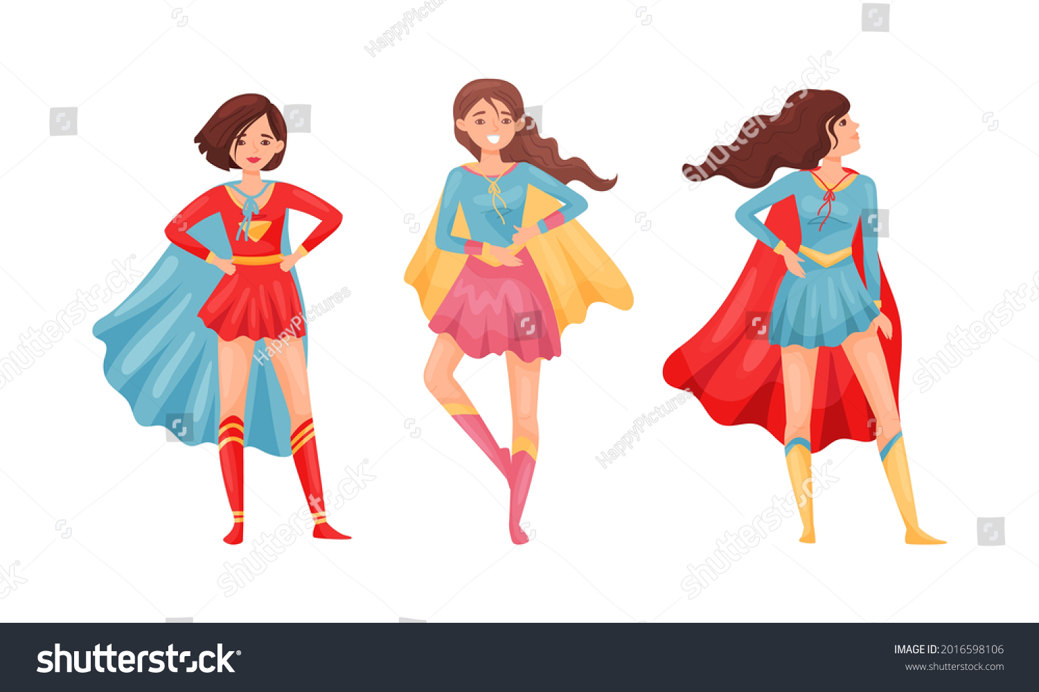 Superhero Woman Character Waving Cloak Rushing Stock Vector (Royalty ...