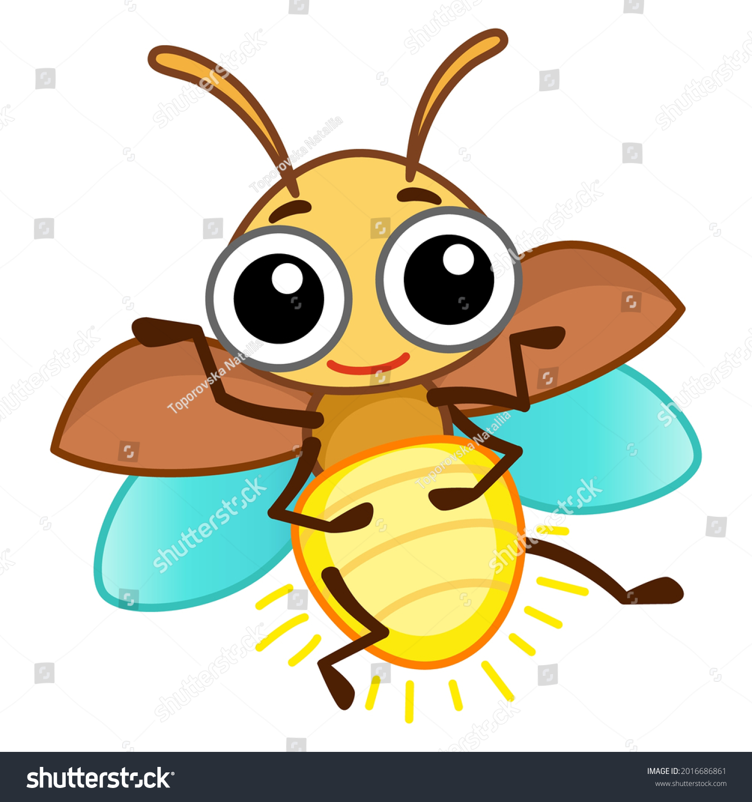 Funny Character Firefly Cartoon Style Stock Vector (royalty Free 