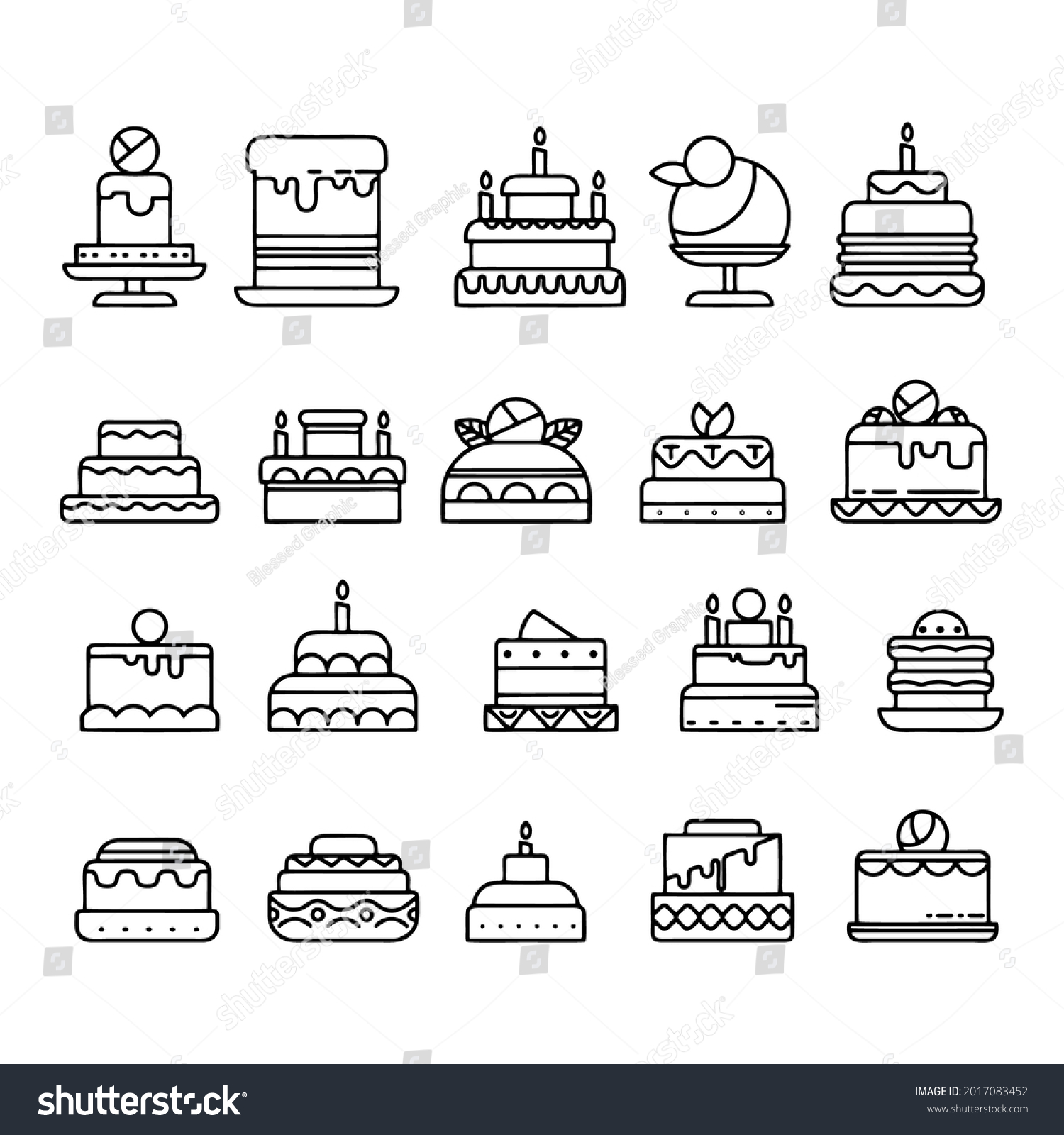 Outline Wedding Cake Icons Vector Image Stock Vector (Royalty Free ...