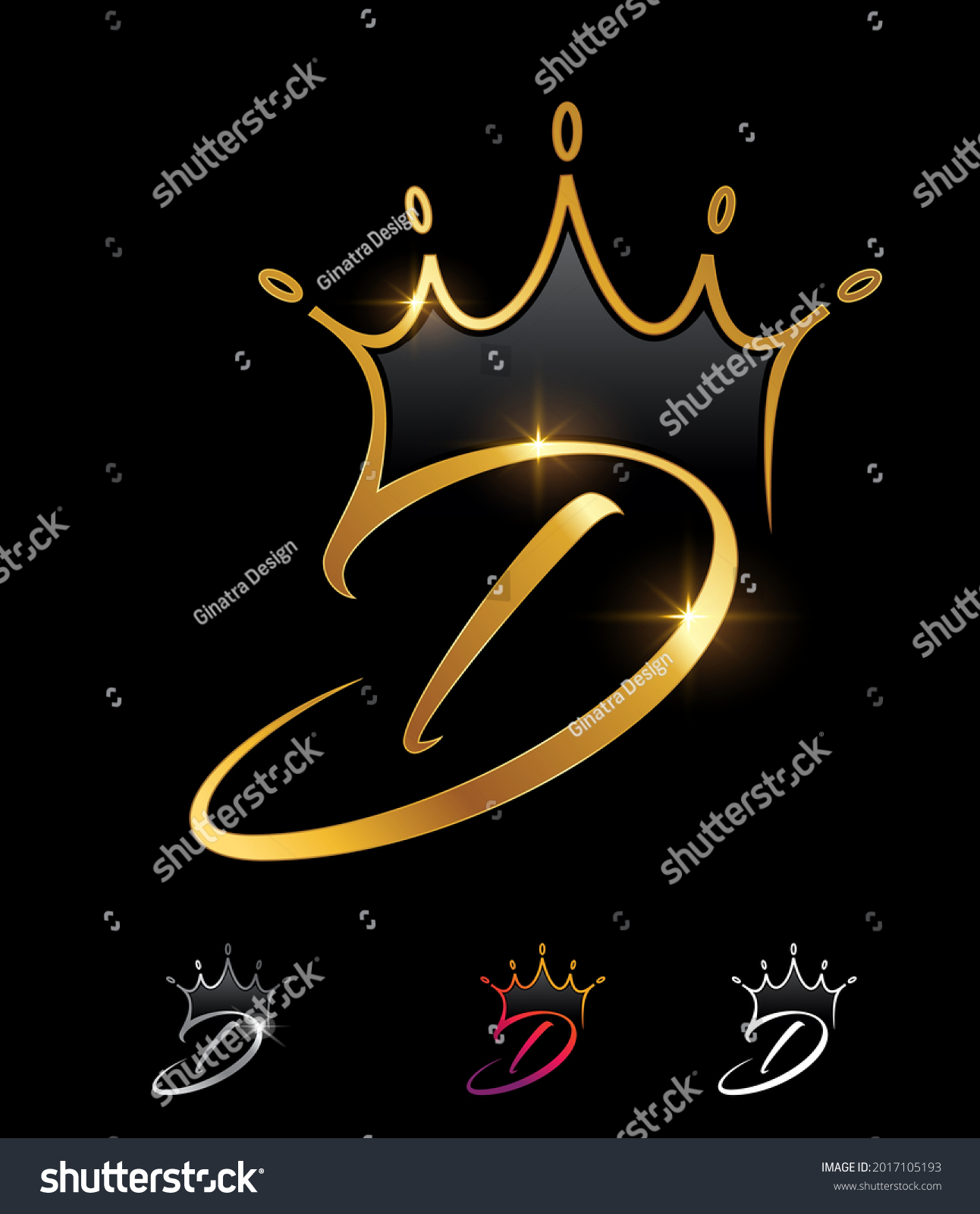 Vector Illustration Set Golden Monogram Crown Stock Vector (Royalty ...