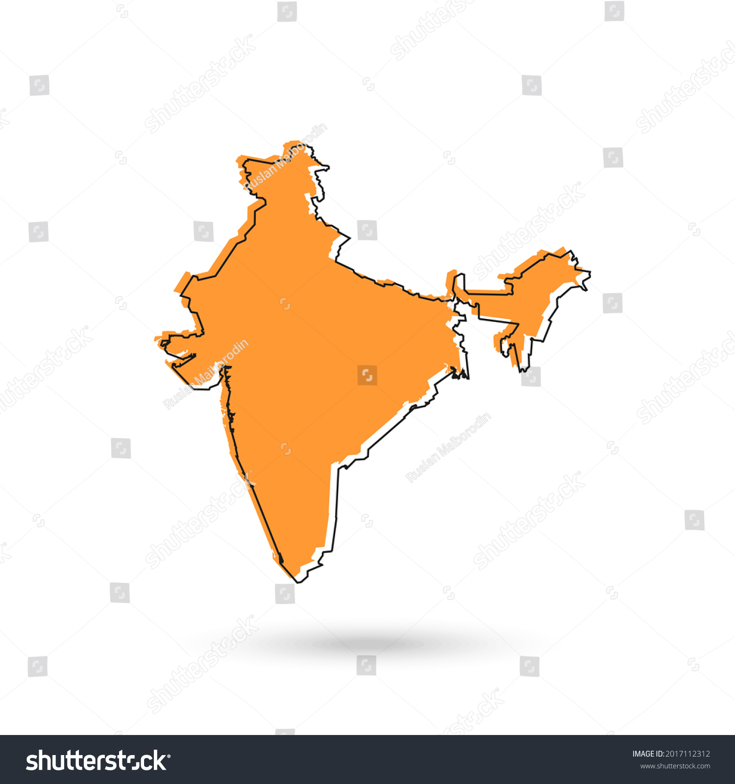 Vector Illustration Yellow Map India On Stock Vector (Royalty Free ...