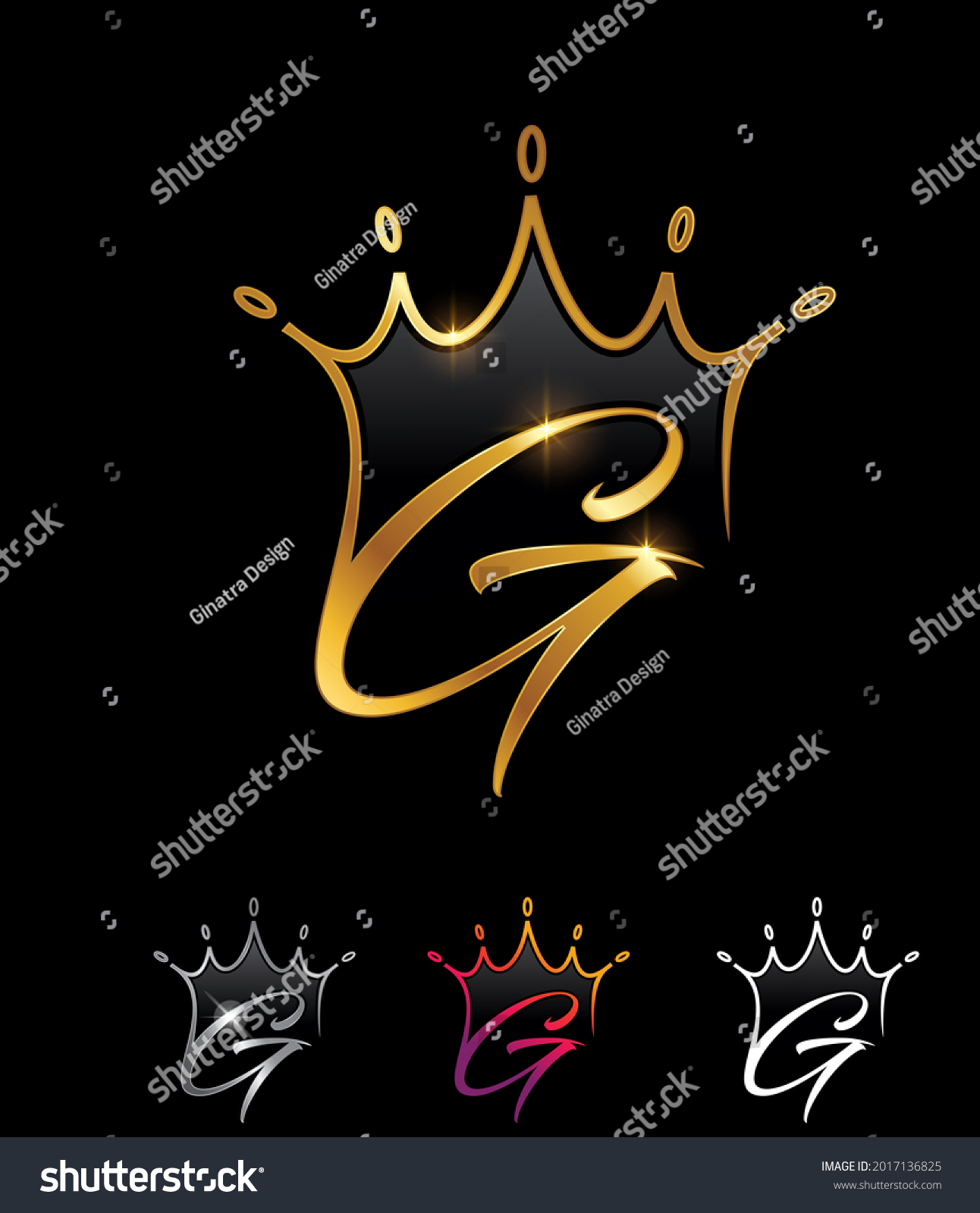 Vector Illustration Set Golden Monogram Crown Stock Vector (Royalty ...