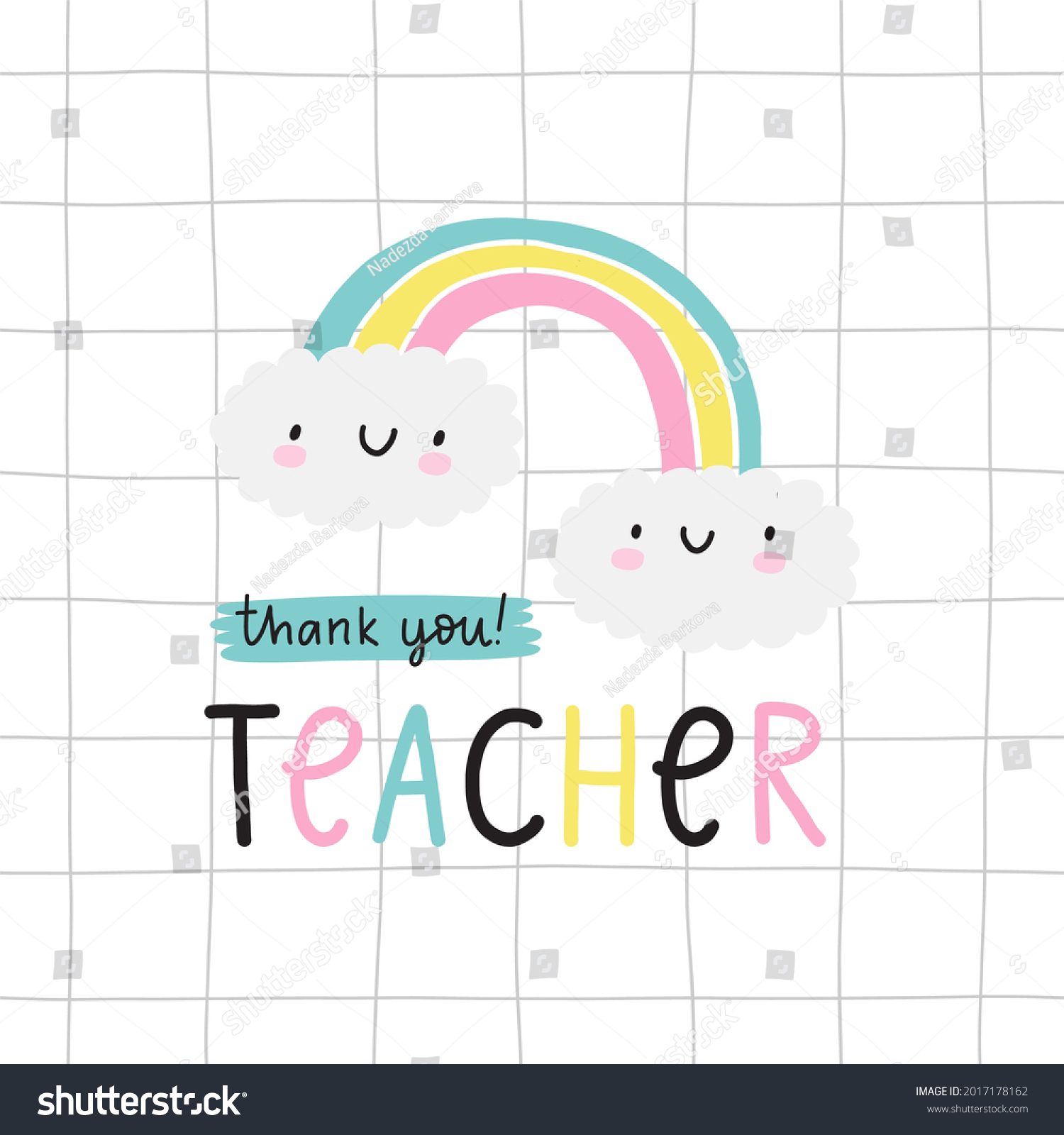 Cute Cartoon Hand Drav Cards Teacher Stock Vector (Royalty Free ...