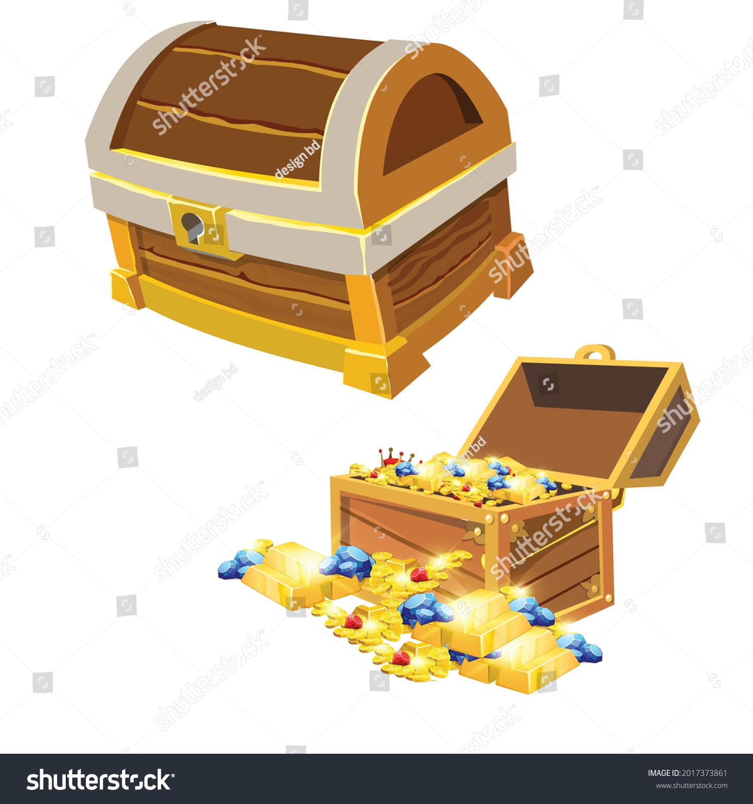 Treasure Chest Gold Vector Illustration Vector Stock Vector (Royalty ...