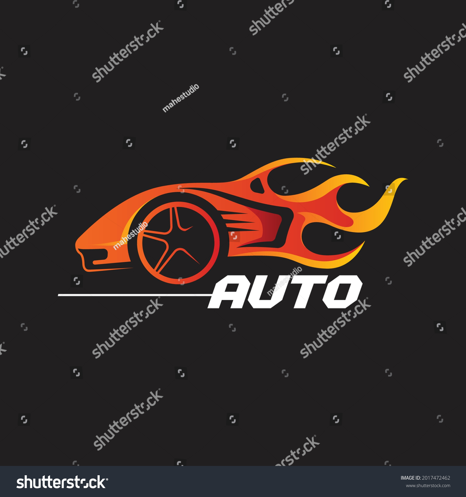 Racing Car Logo Fire On Back Stock Vector (Royalty Free) 2017472462 ...