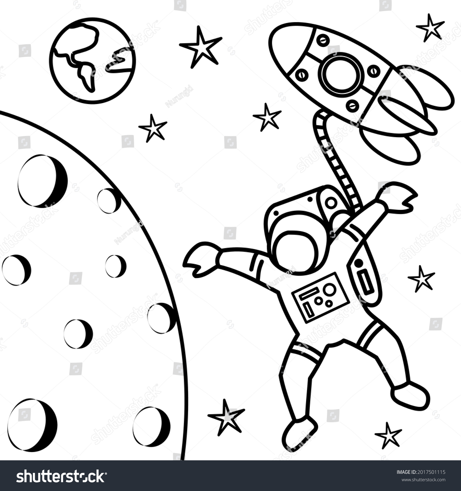 Coloring Pages Astronaut Activities Outer Space Stock Vector (Royalty ...