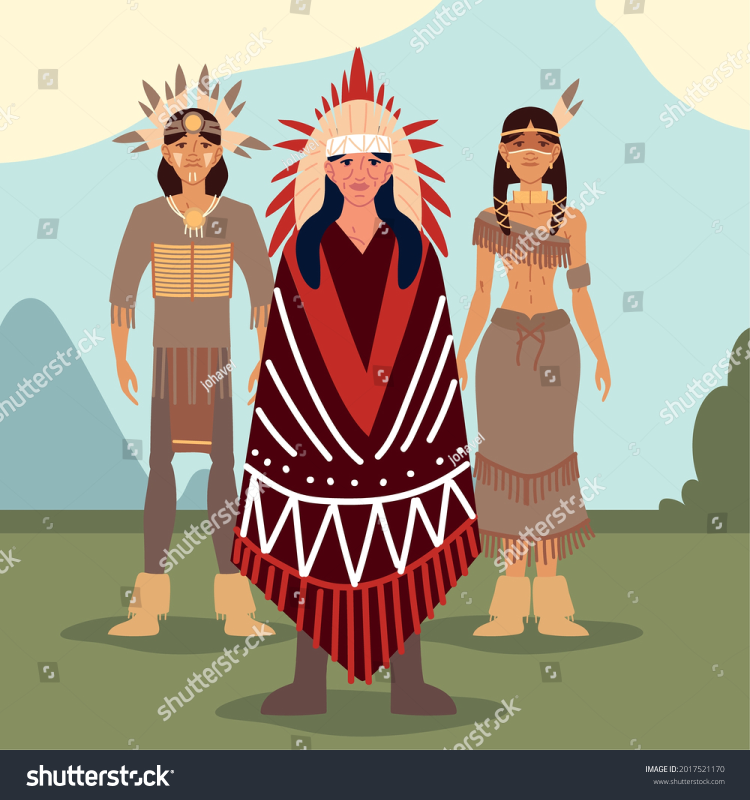 Indigenous People Tribe Traditional Costumes Stock Vector (royalty Free 