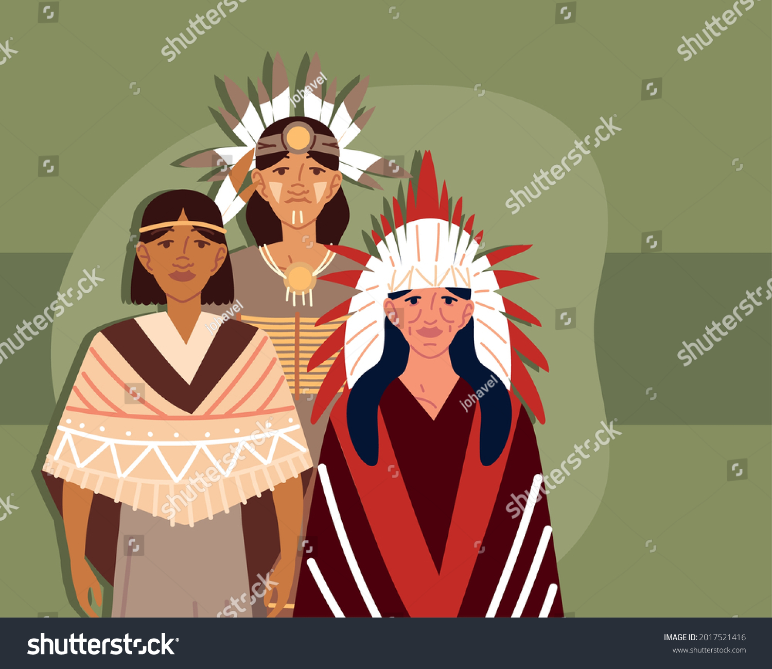 Indigenous Group Men Portrait Style Stock Vector (Royalty Free ...