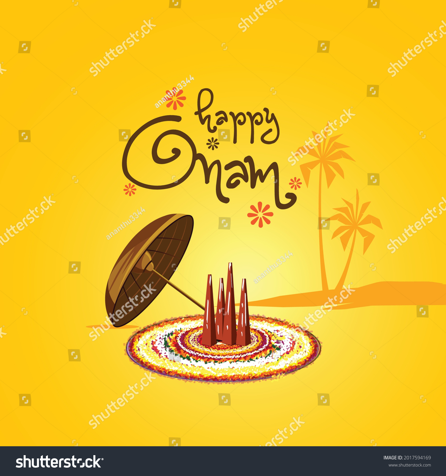 Illustration Happy Onam Festival South India Stock Vector (Royalty Free ...