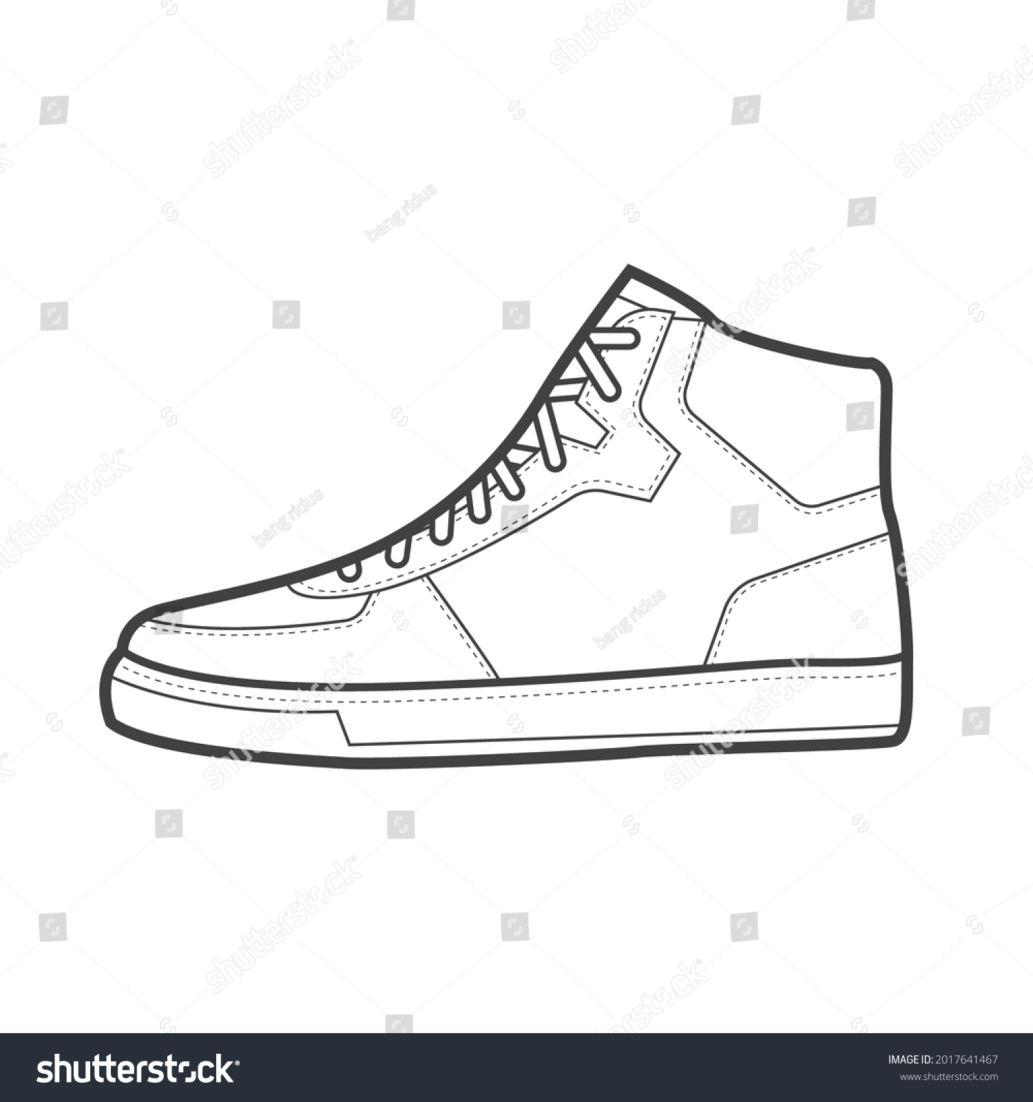 Shoes Sneaker Outline Drawing Vector Sneakers Stock Vector (Royalty ...