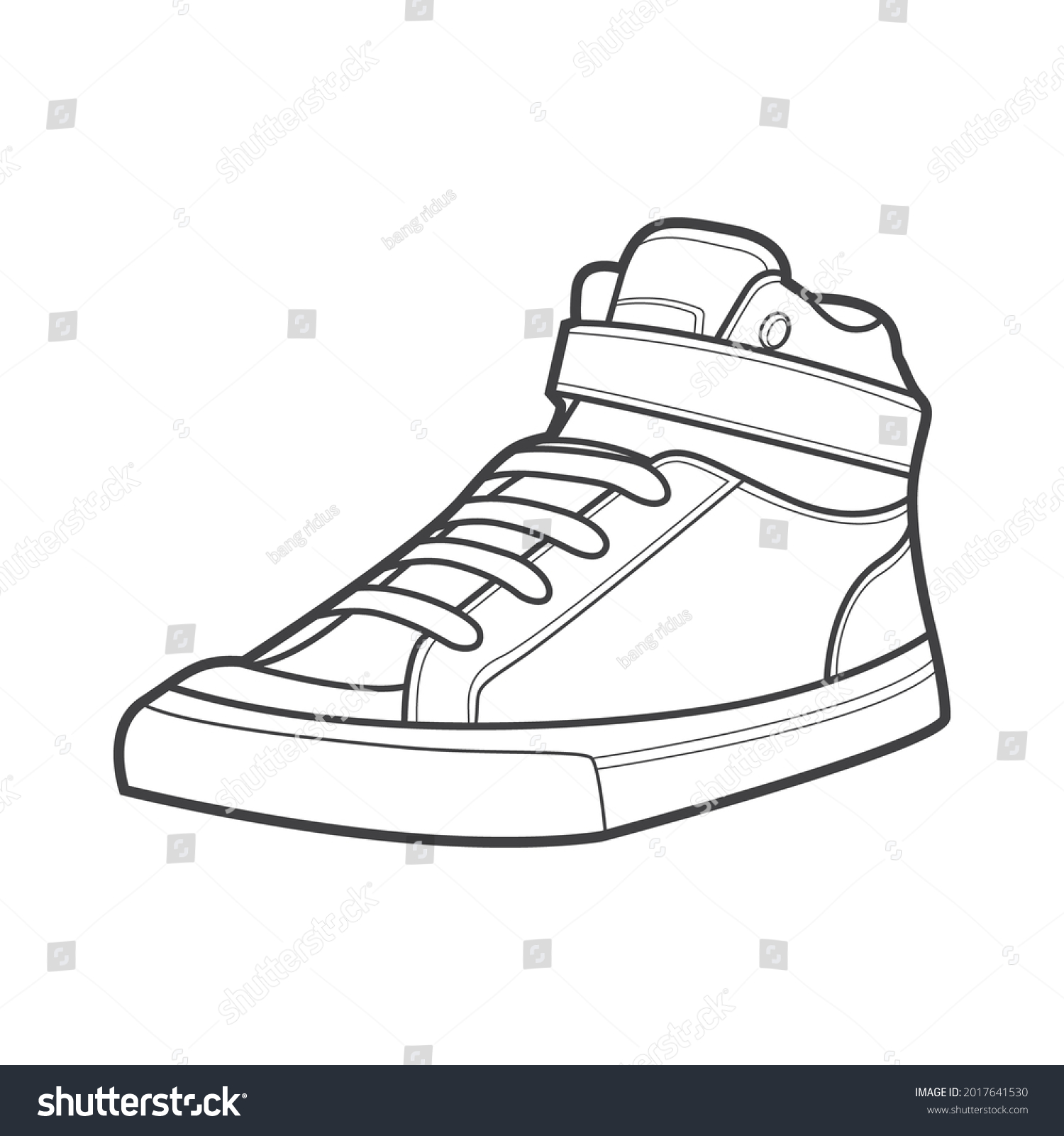 Shoes Sneaker Outline Drawing Vector Sneakers Stock Vector (Royalty ...