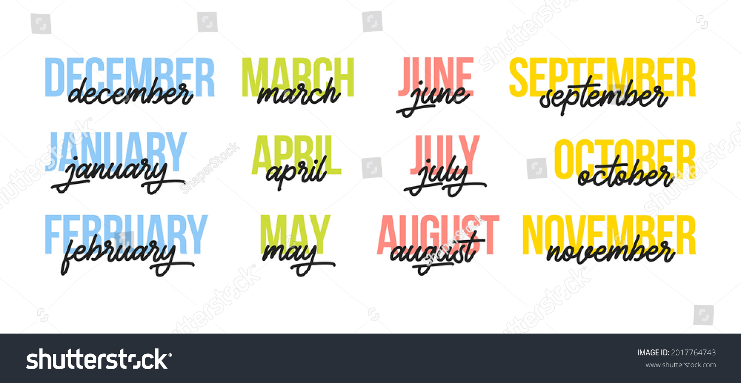 12 Month Lettering Months Year Vector Stock Vector (Royalty Free ...