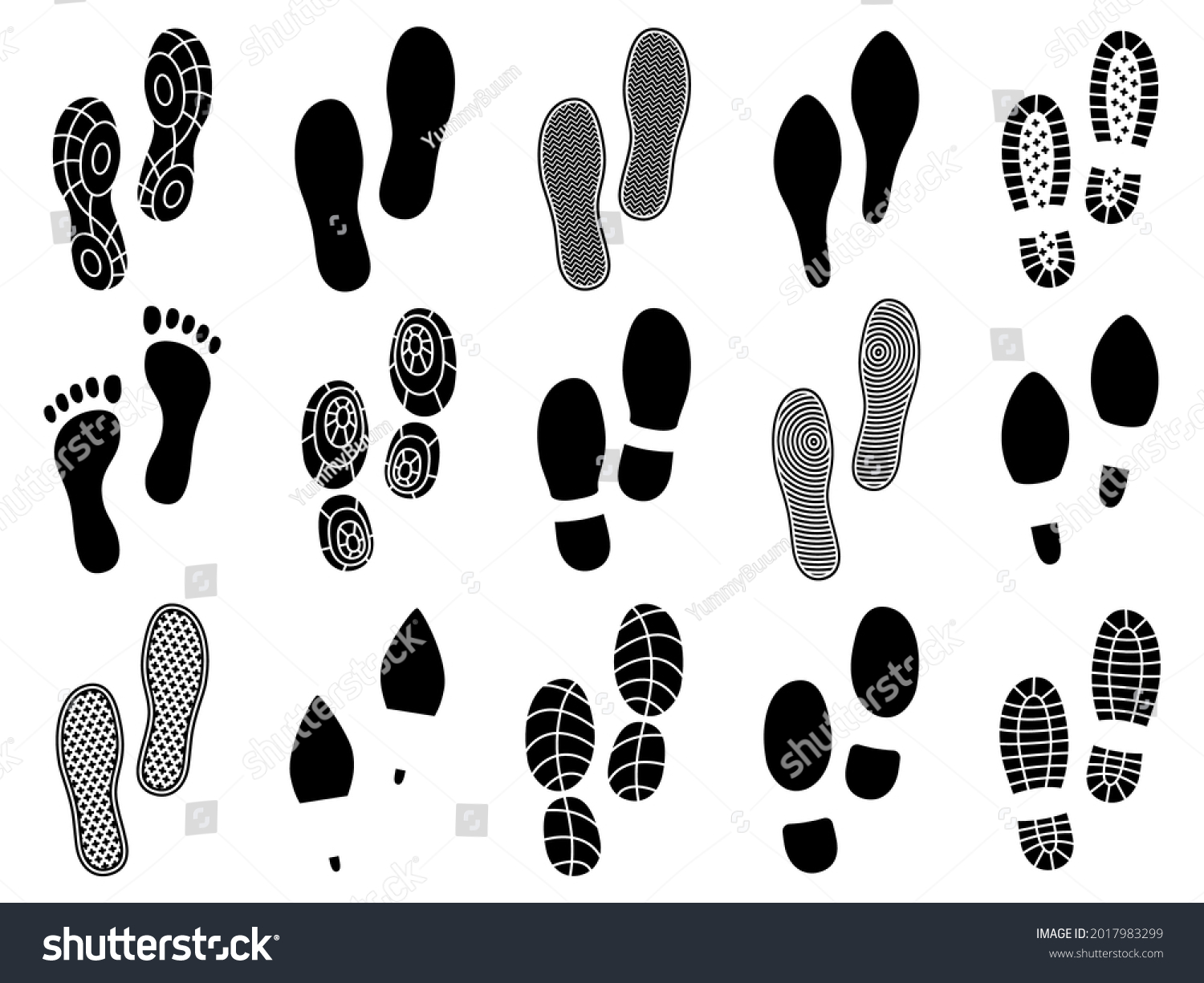 Shoe Footprints Soles Prints Marks Barefoot Stock Vector (Royalty Free ...